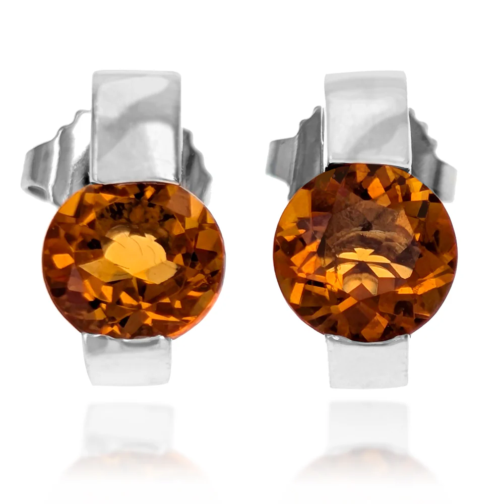 14K White Gold Citrine Drop Earrings