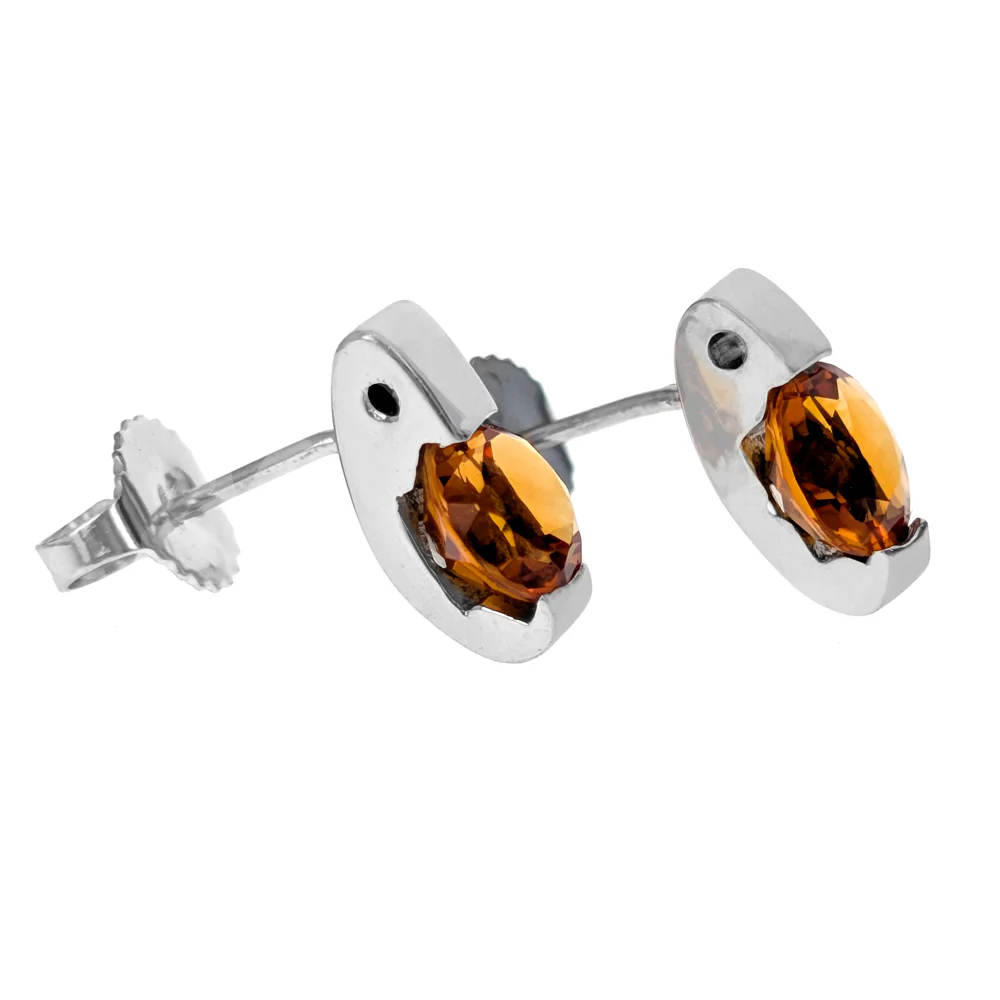 14K White Gold Citrine Drop Earrings - Image 2