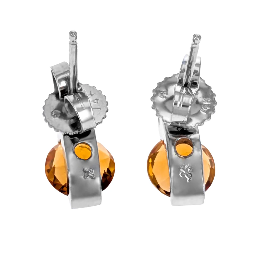 14K White Gold Citrine Drop Earrings - Image 3