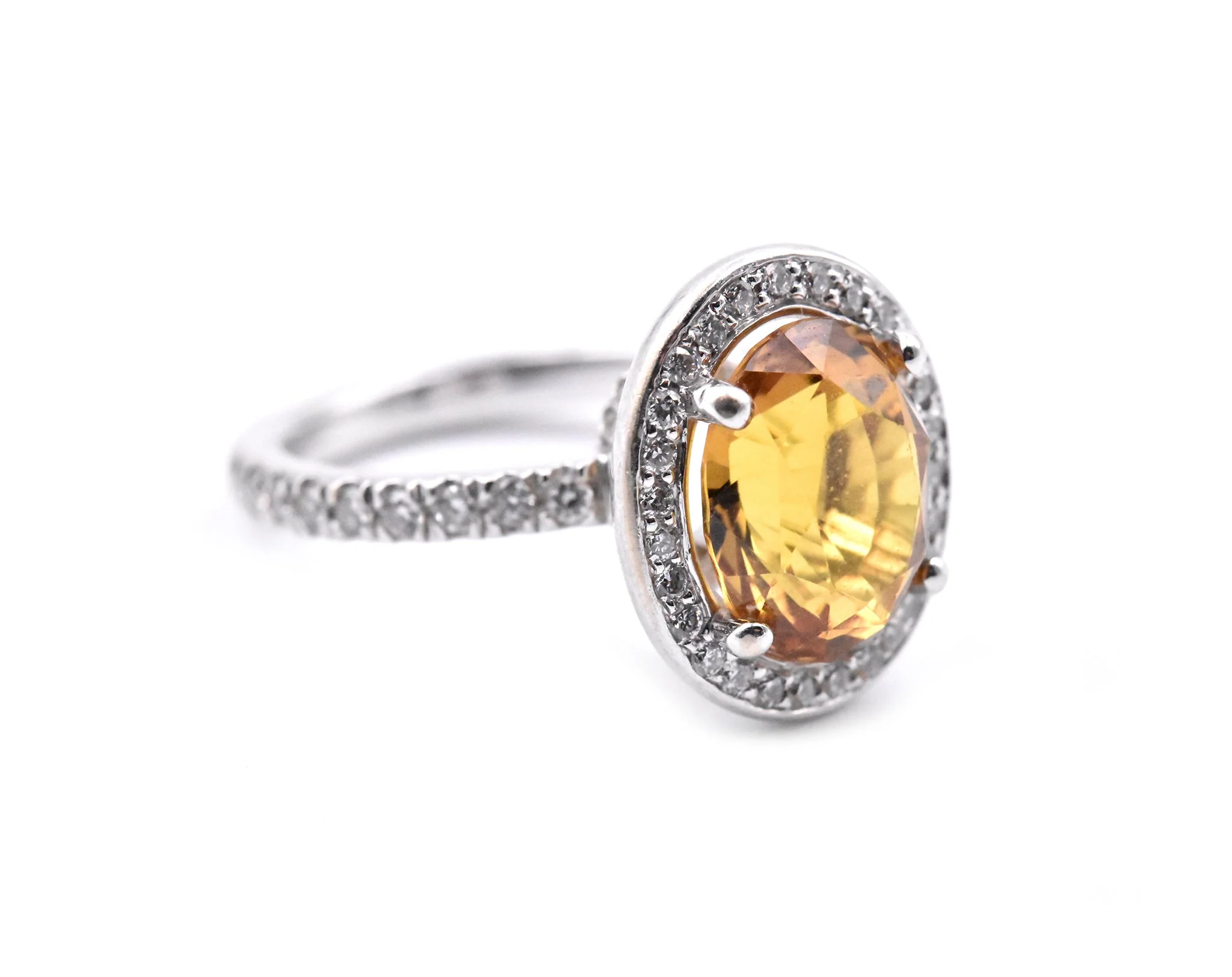 14k White Gold Cognac Sapphire and Diamond Ring - Image 2
