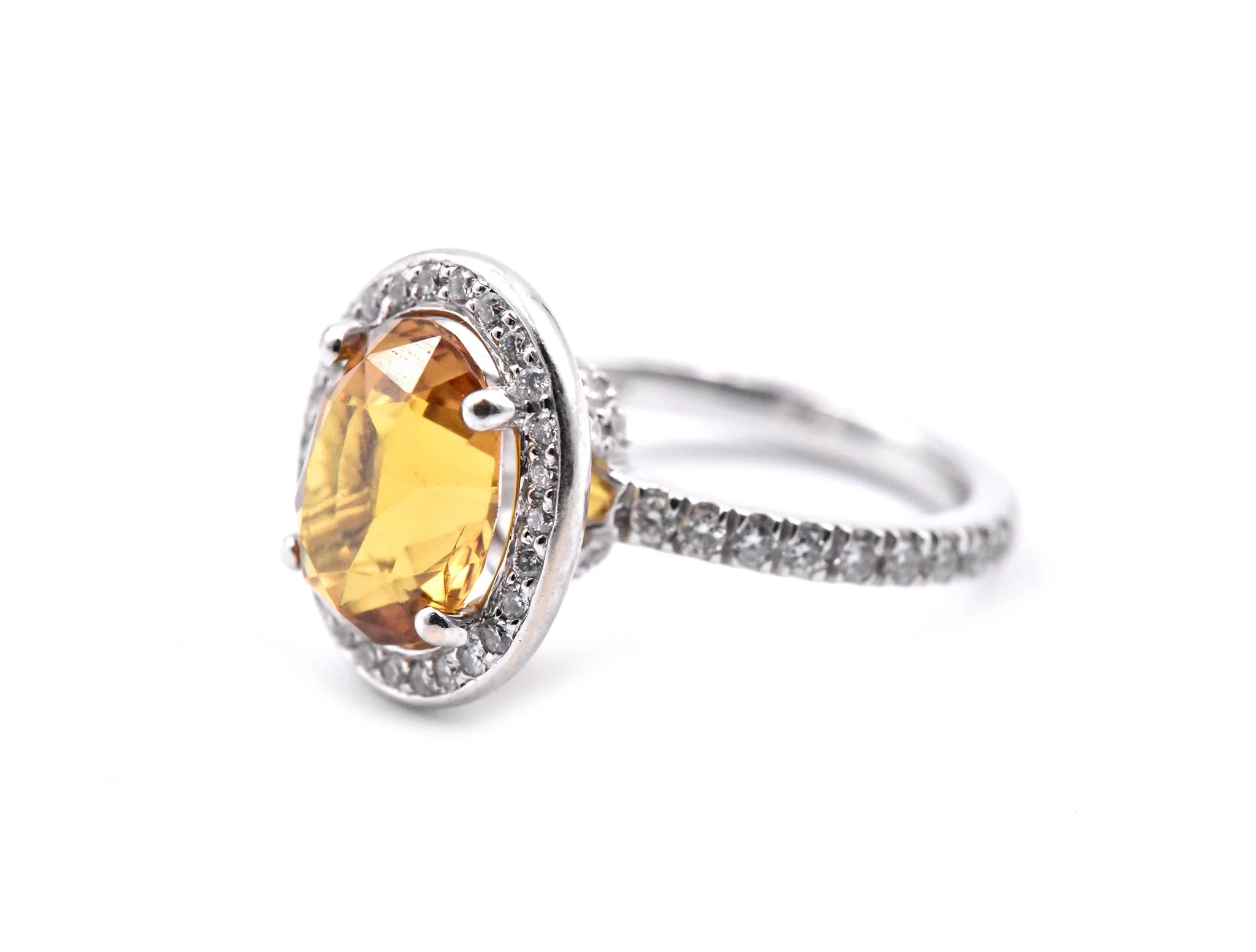 14k White Gold Cognac Sapphire and Diamond Ring - Image 3