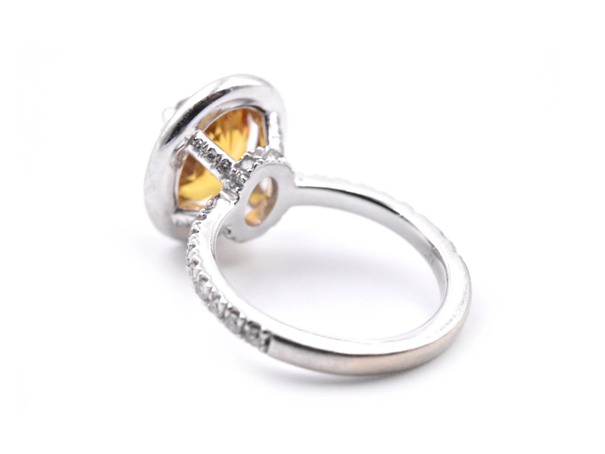 14k White Gold Cognac Sapphire and Diamond Ring - Image 4
