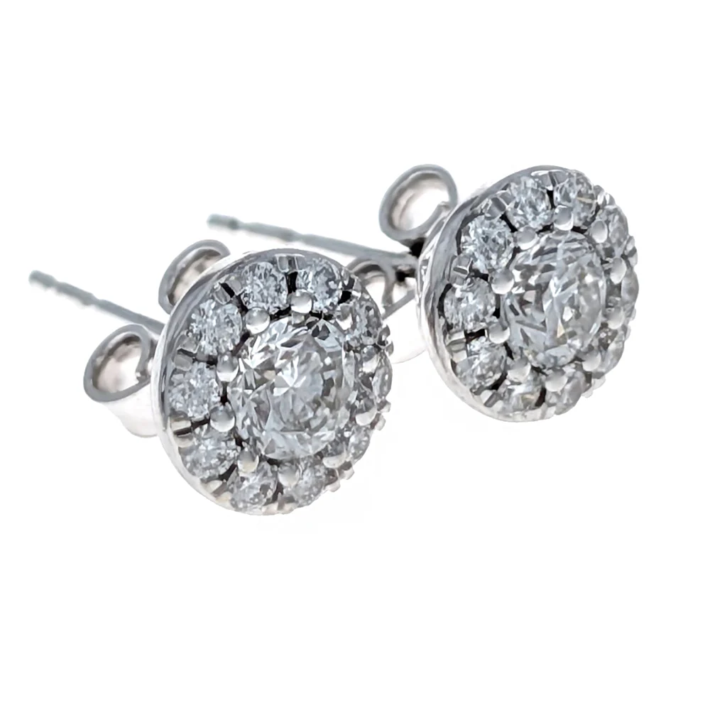 14K White Gold Diamond Earrings - Image 2
