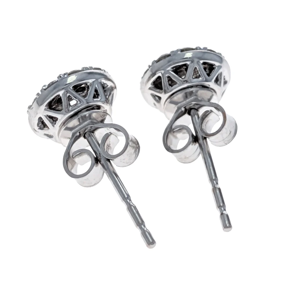 14K White Gold Diamond Earrings - Image 3
