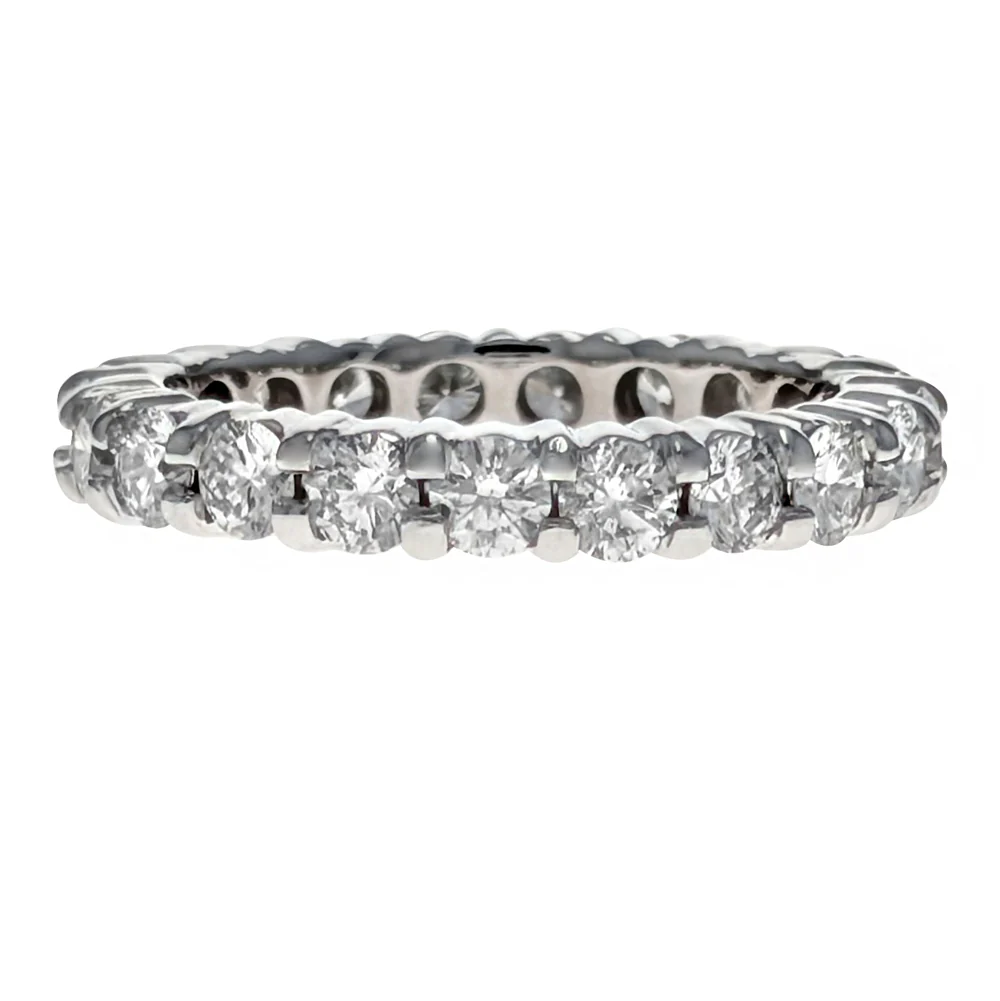 14K White Gold Diamond Eternity Wedding Band - Image 2
