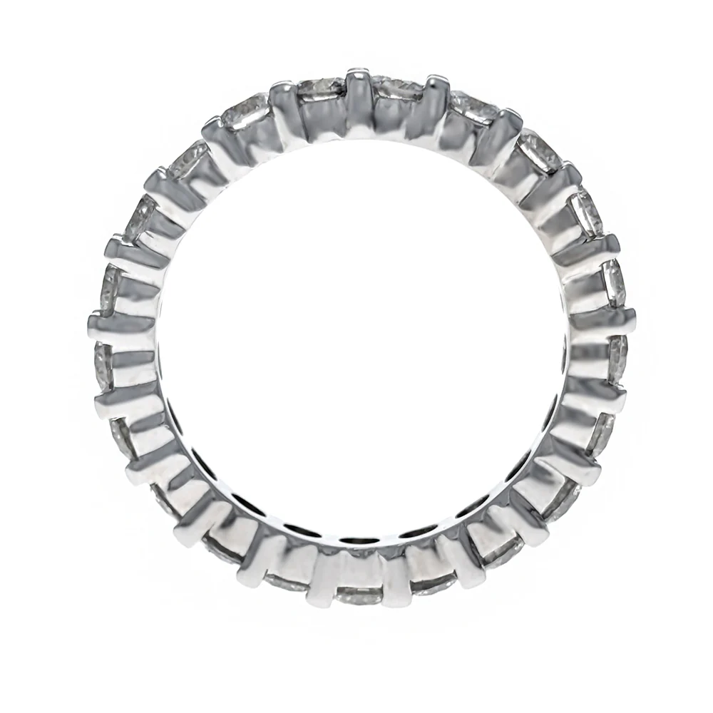 14K White Gold Diamond Eternity Wedding Band - Image 3