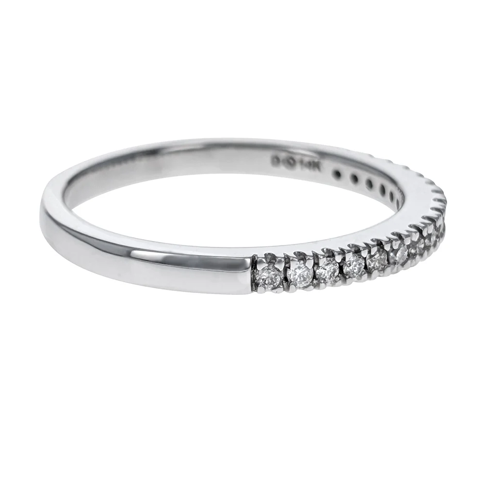 14K White Gold Diamond Wedding Band - Image 2