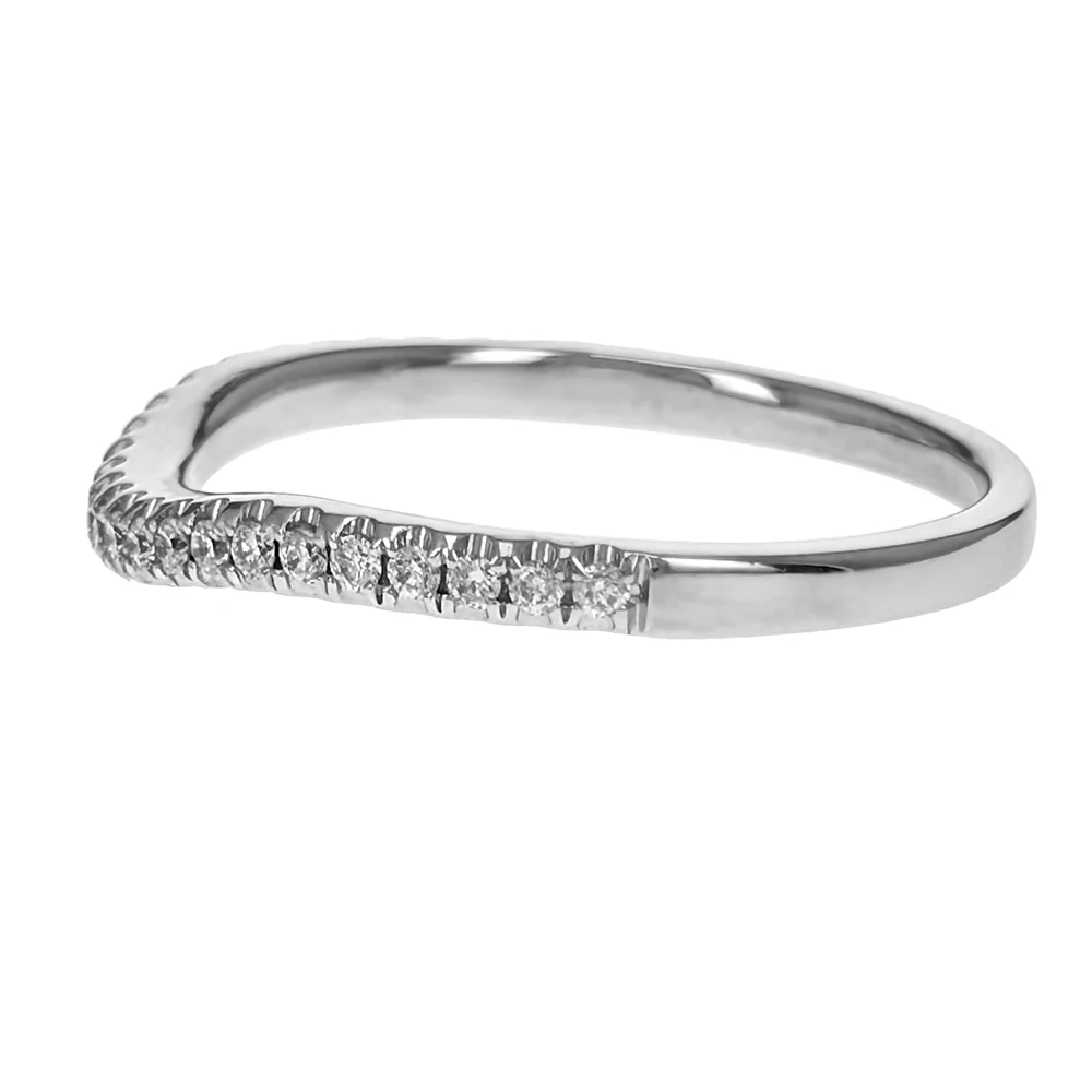 14K White Gold & Diamonds Half Eternity Wedding Band - Image 2