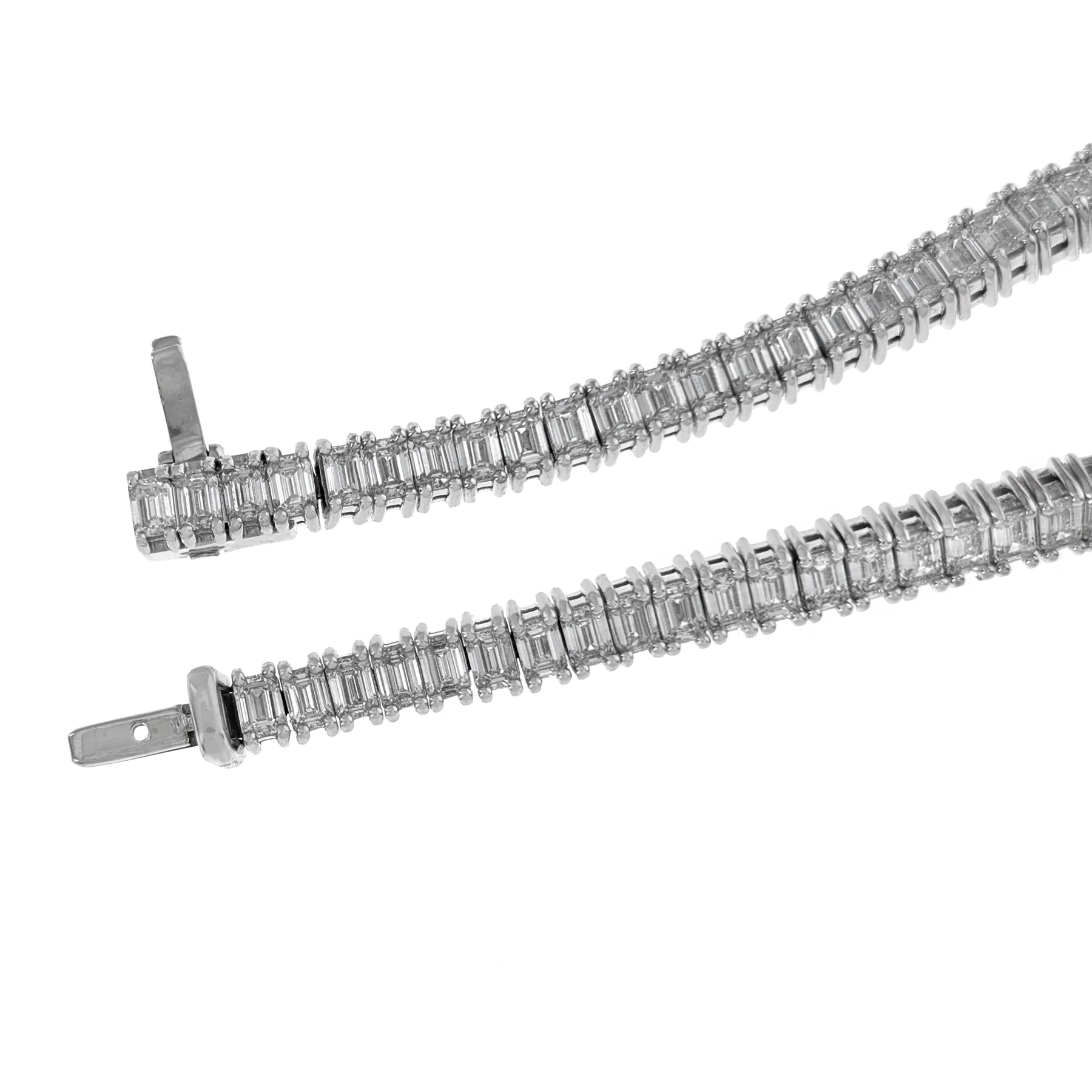14K White Gold Emerald Cut Diamond Inline Tennis Bracelet - Image 3