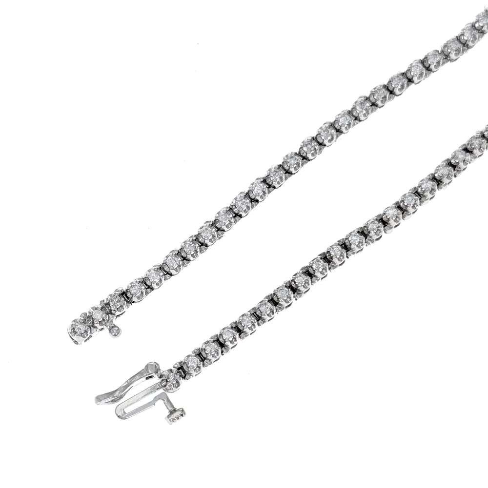 14K White Gold Graduated Diamond Tennis Necklace - Image 3