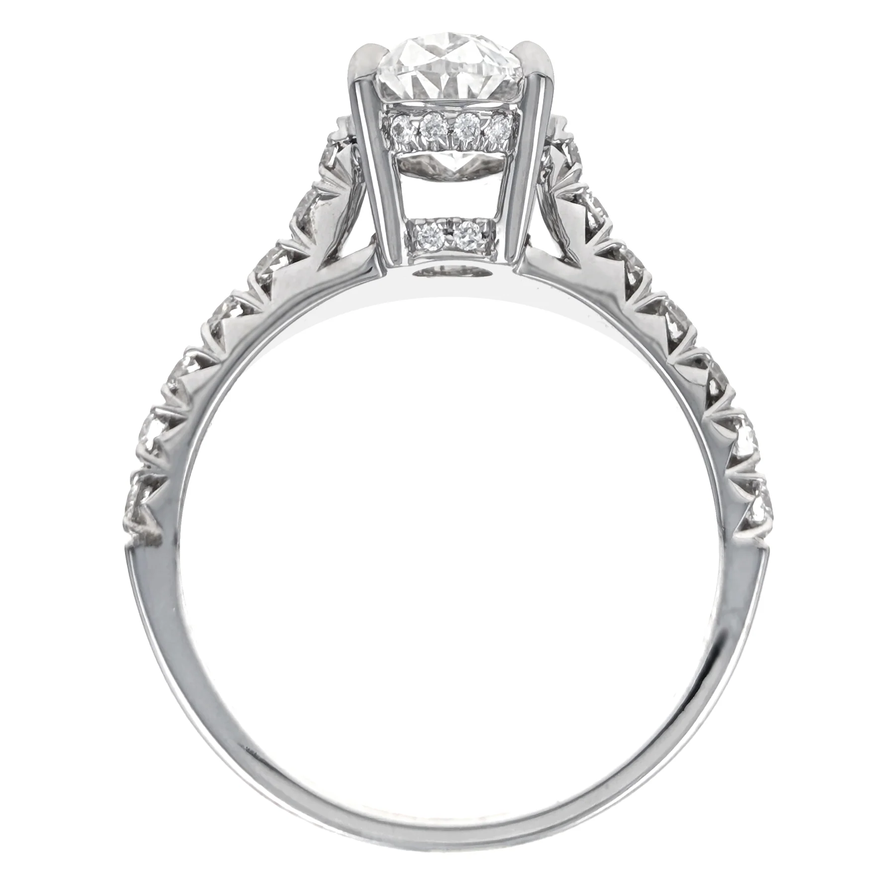14K White Gold Oval-Cut Diamond Engagement Ring - Image 2