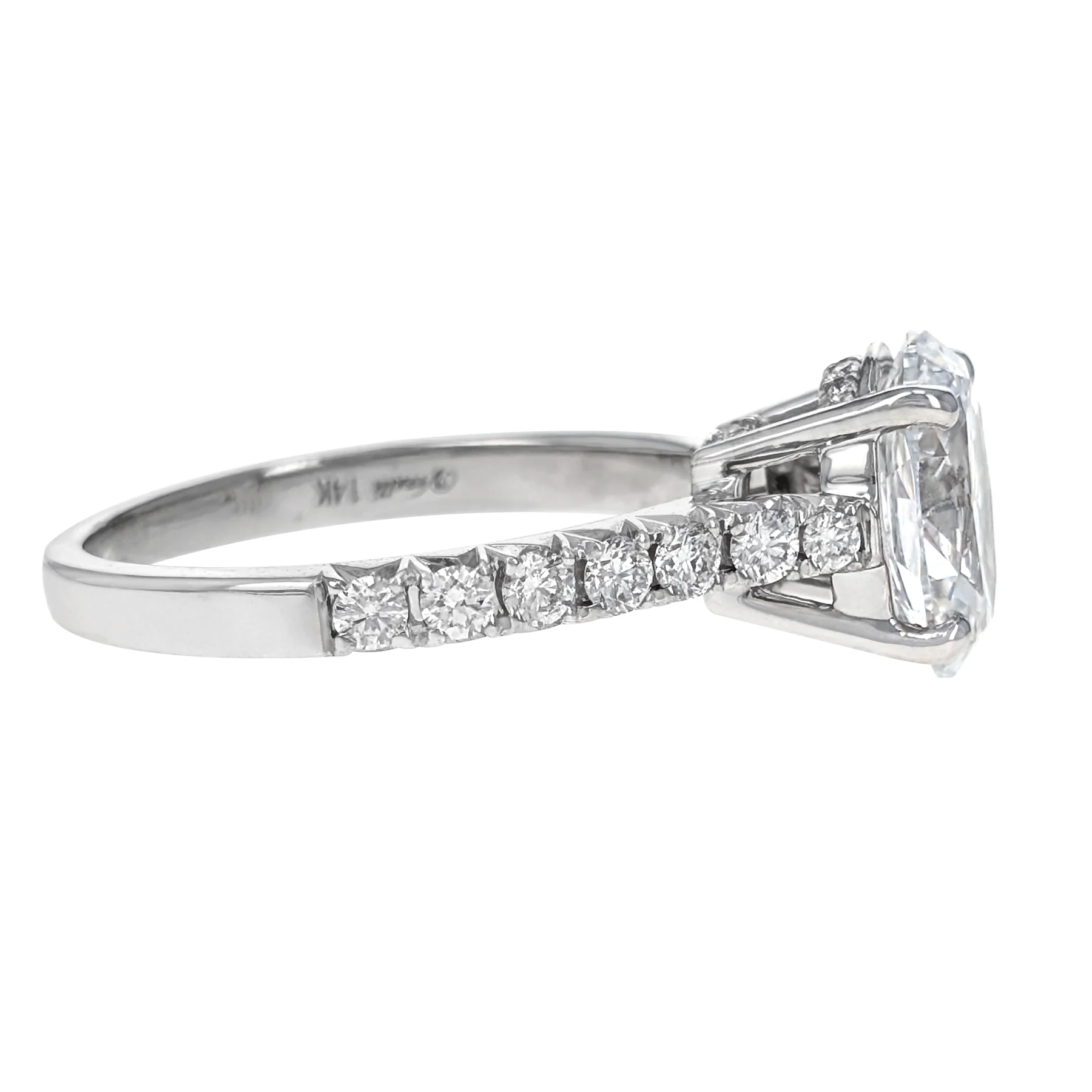 14K White Gold Oval-Cut Diamond Engagement Ring - Image 3
