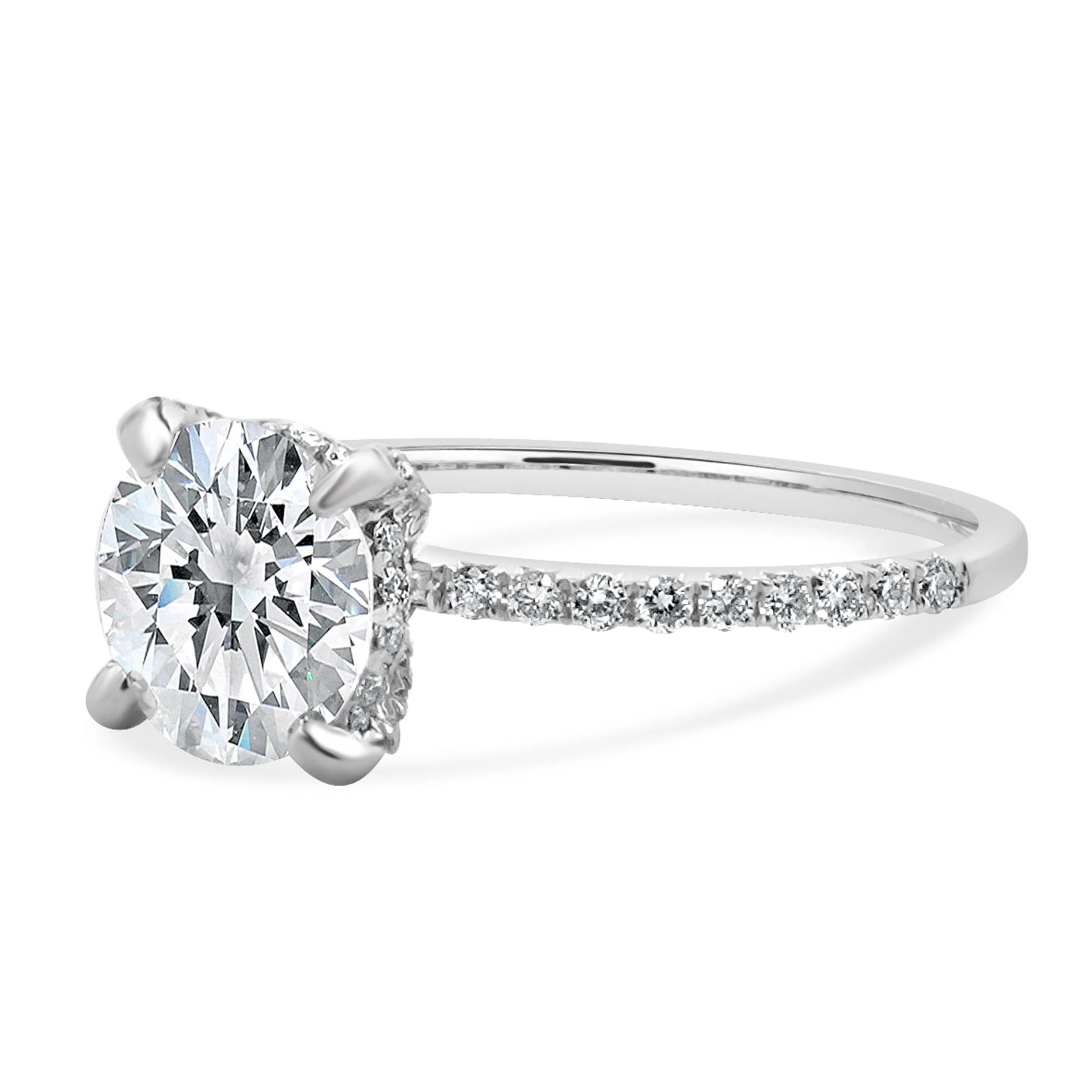 14K White Gold Round Brilliant Cut Diamond Engagement Ring - Image 2