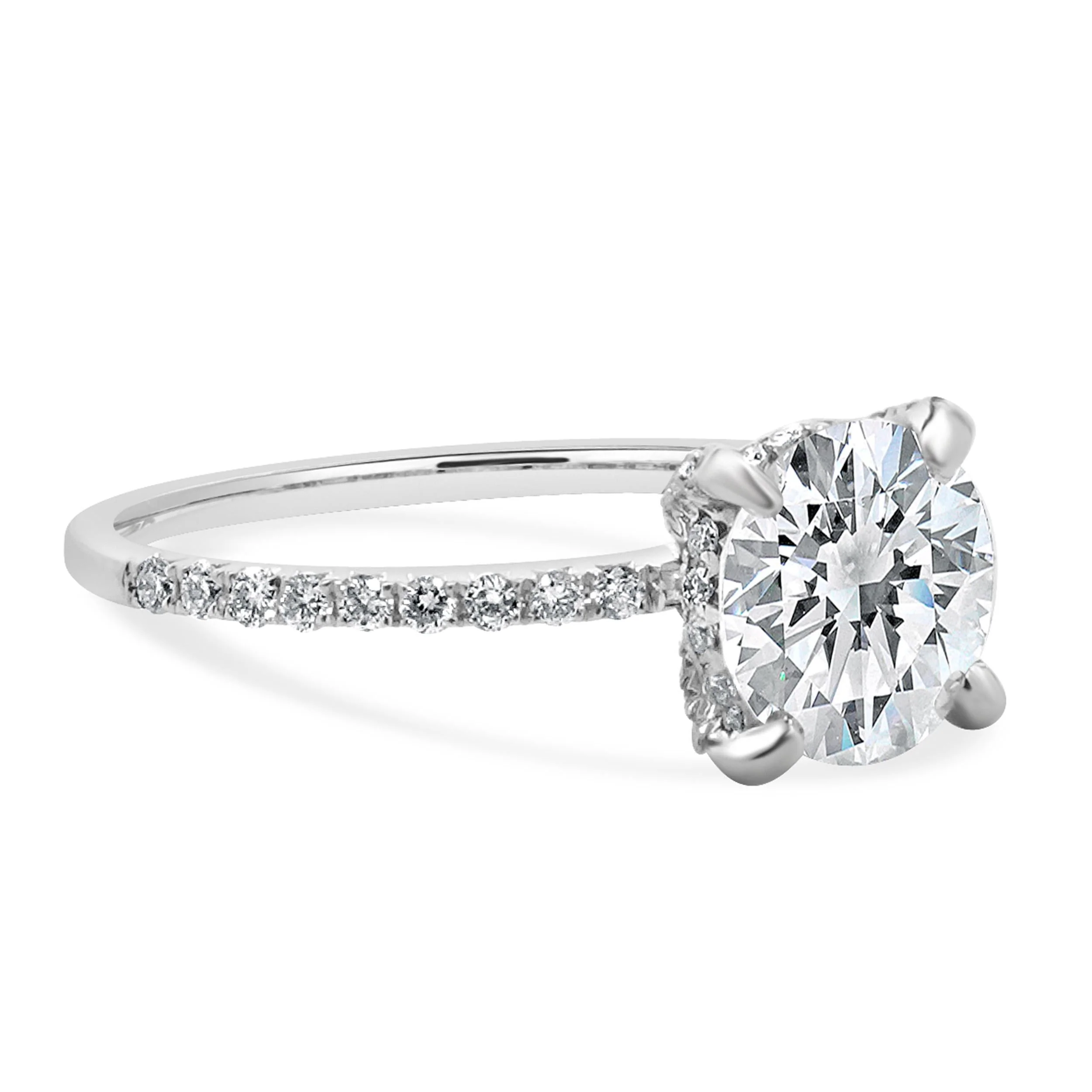 14K White Gold Round Brilliant Cut Diamond Engagement Ring - Image 3