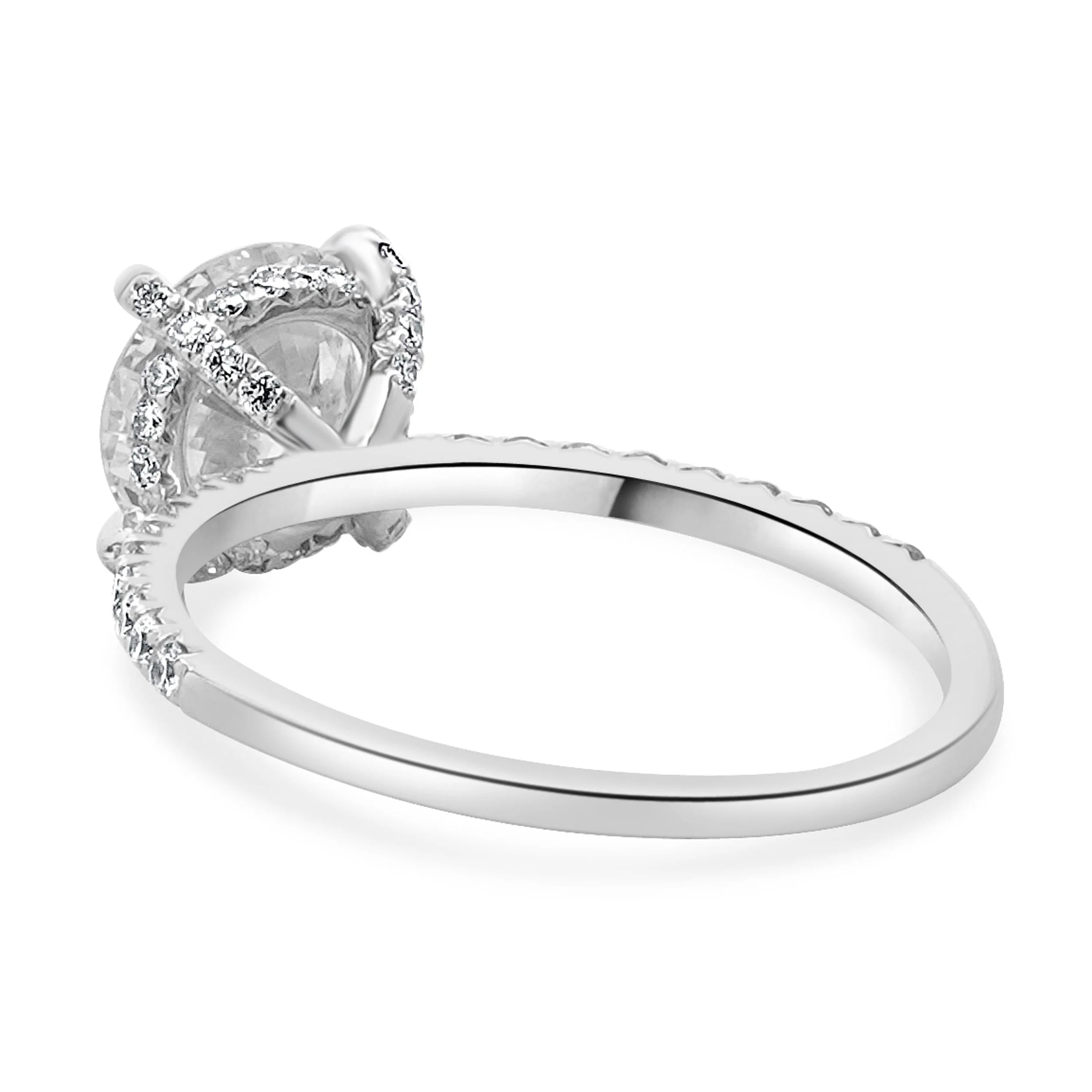 14K White Gold Round Brilliant Cut Diamond Engagement Ring - Image 4