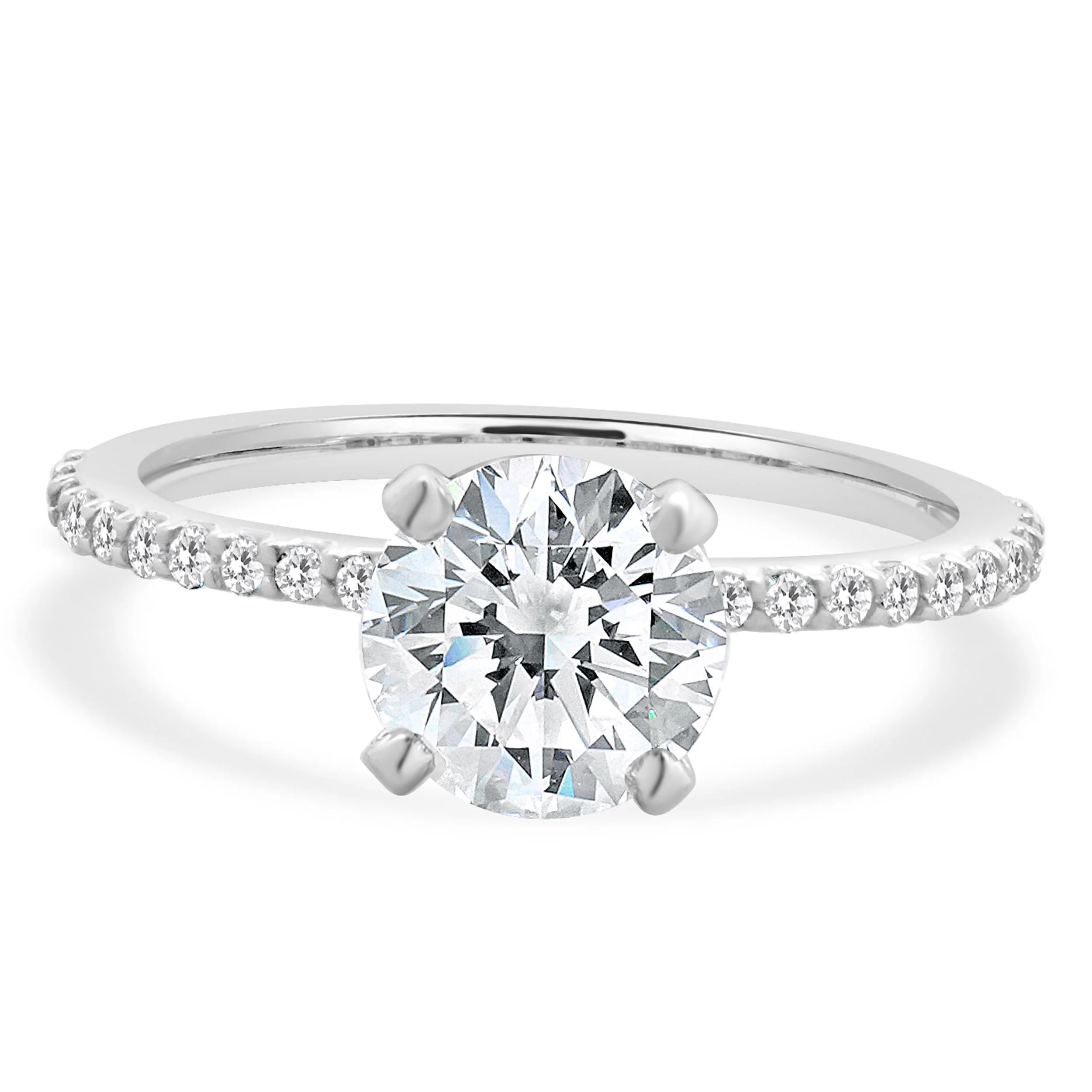 14K White Gold Round Brilliant Cut Diamond Engagement Ring