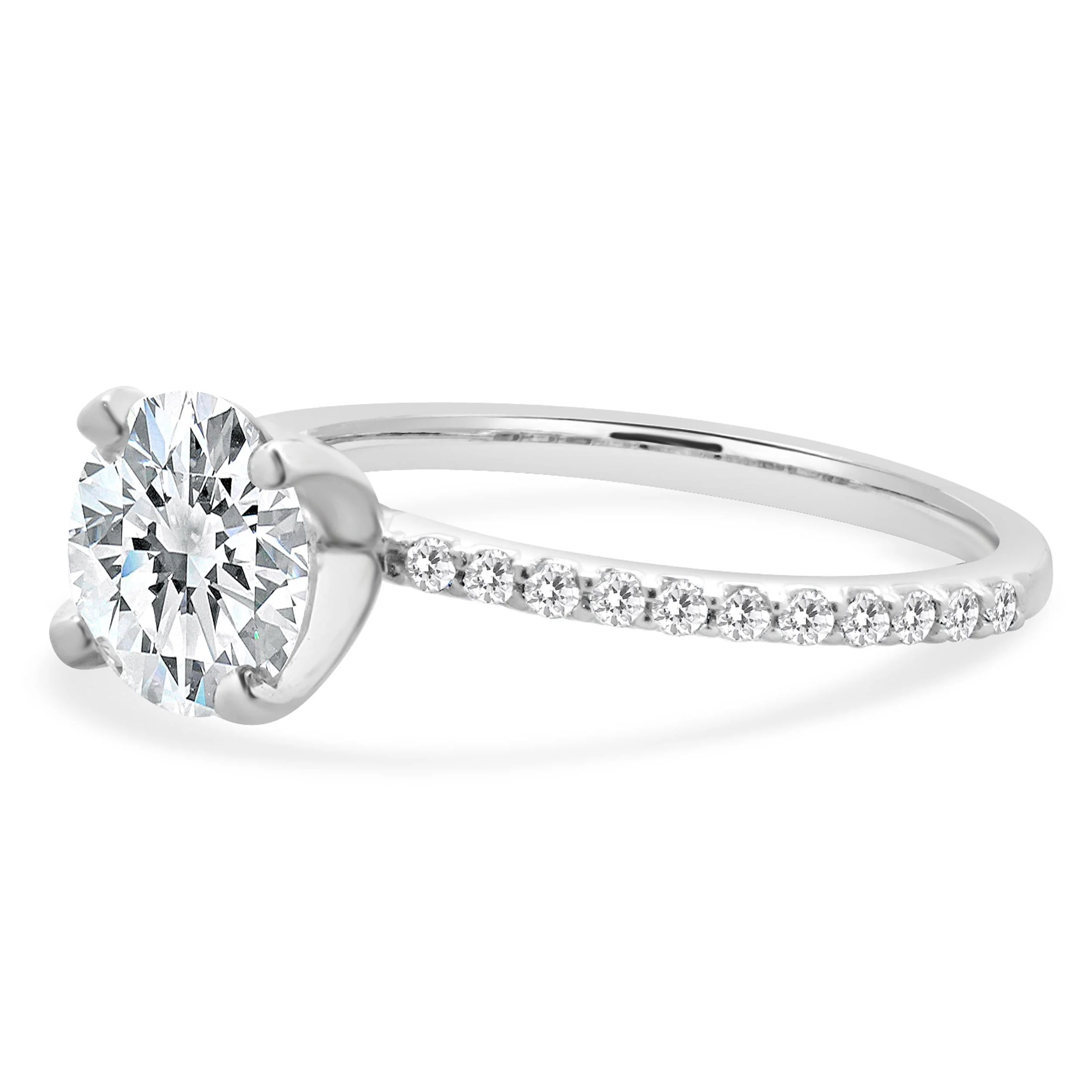 14K White Gold Round Brilliant Cut Diamond Engagement Ring - Image 2
