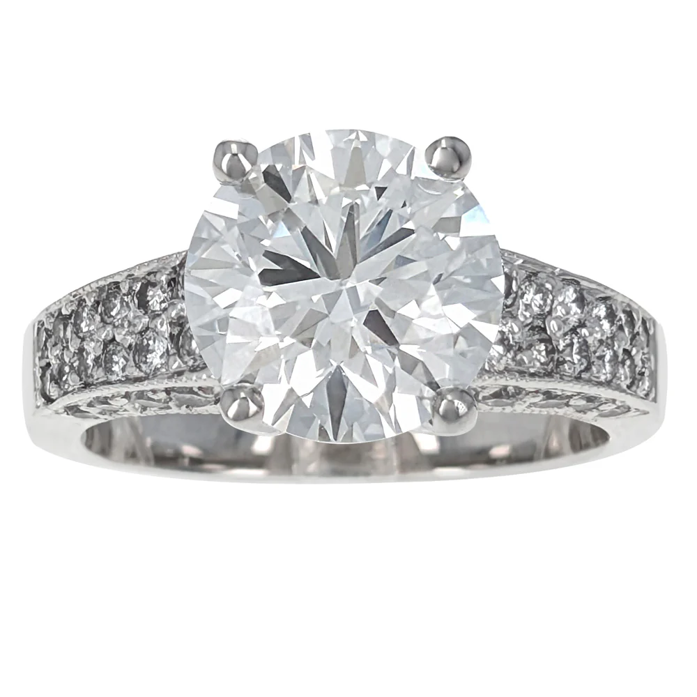 14K White Gold Round Brilliant Cut Diamond Engagement Ring - Image 2
