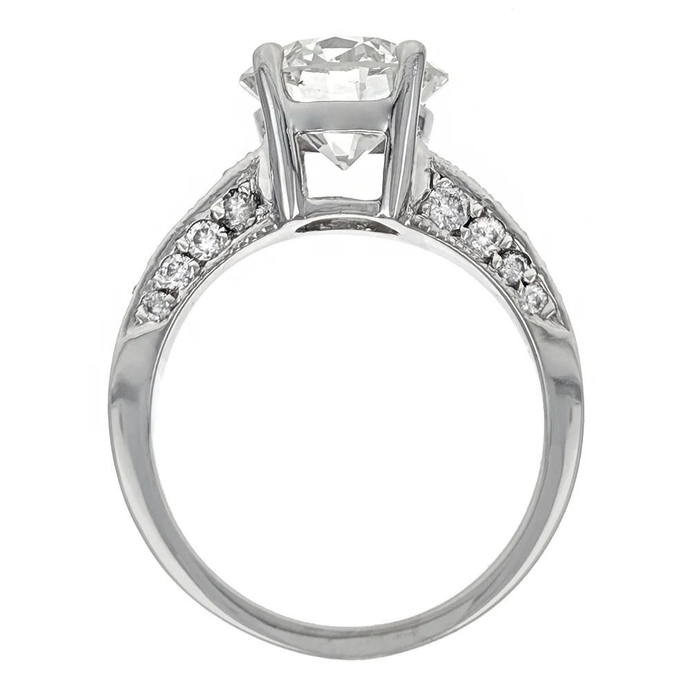 14K White Gold Round Brilliant Cut Diamond Engagement Ring - Image 3