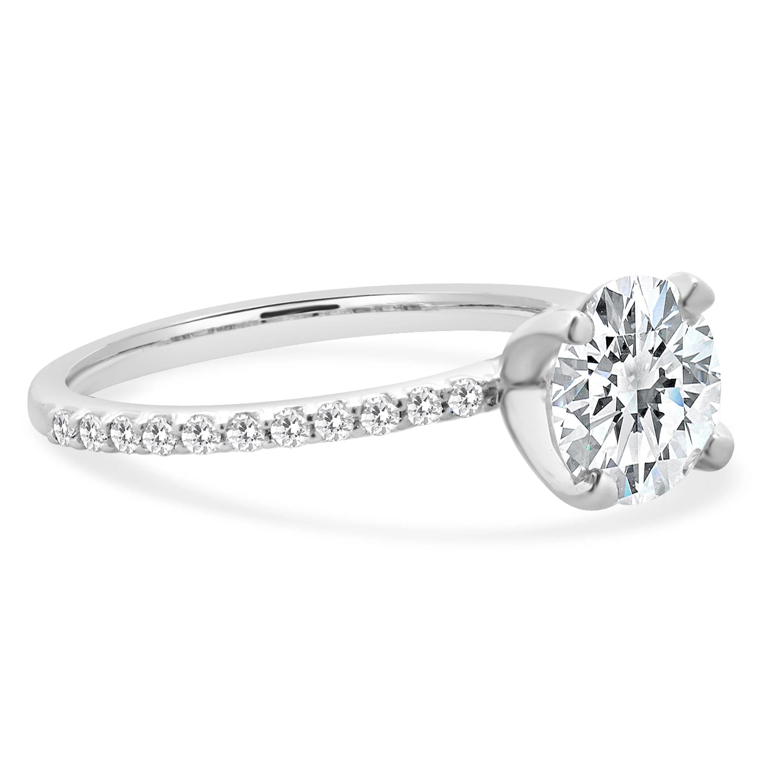 14K White Gold Round Brilliant Cut Diamond Engagement Ring - Image 3