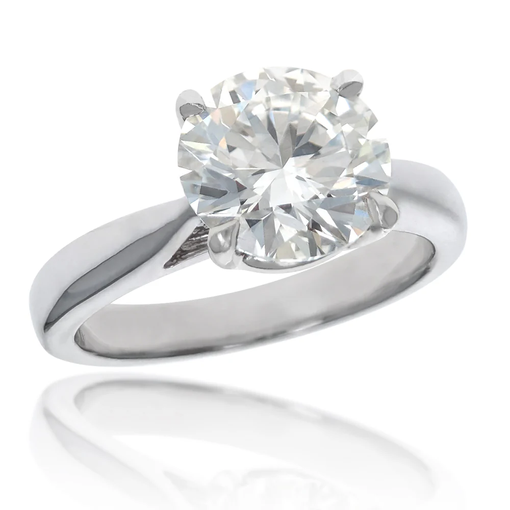 14K White Gold Round Brilliant Cut Solitaire Diamond Engagement Ring