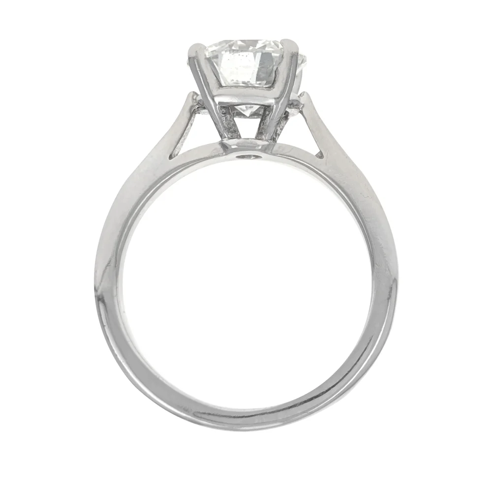 14K White Gold Round Brilliant Cut Solitaire Diamond Engagement Ring - Image 3