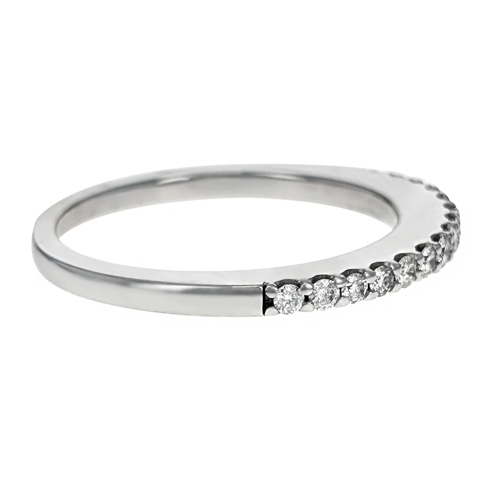 14K White Gold Round Diamond Wedding Band - Image 2