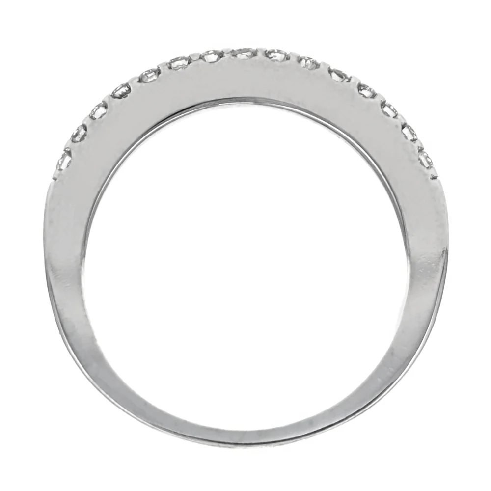 14K White Gold Round Diamond Wedding Band - Image 3