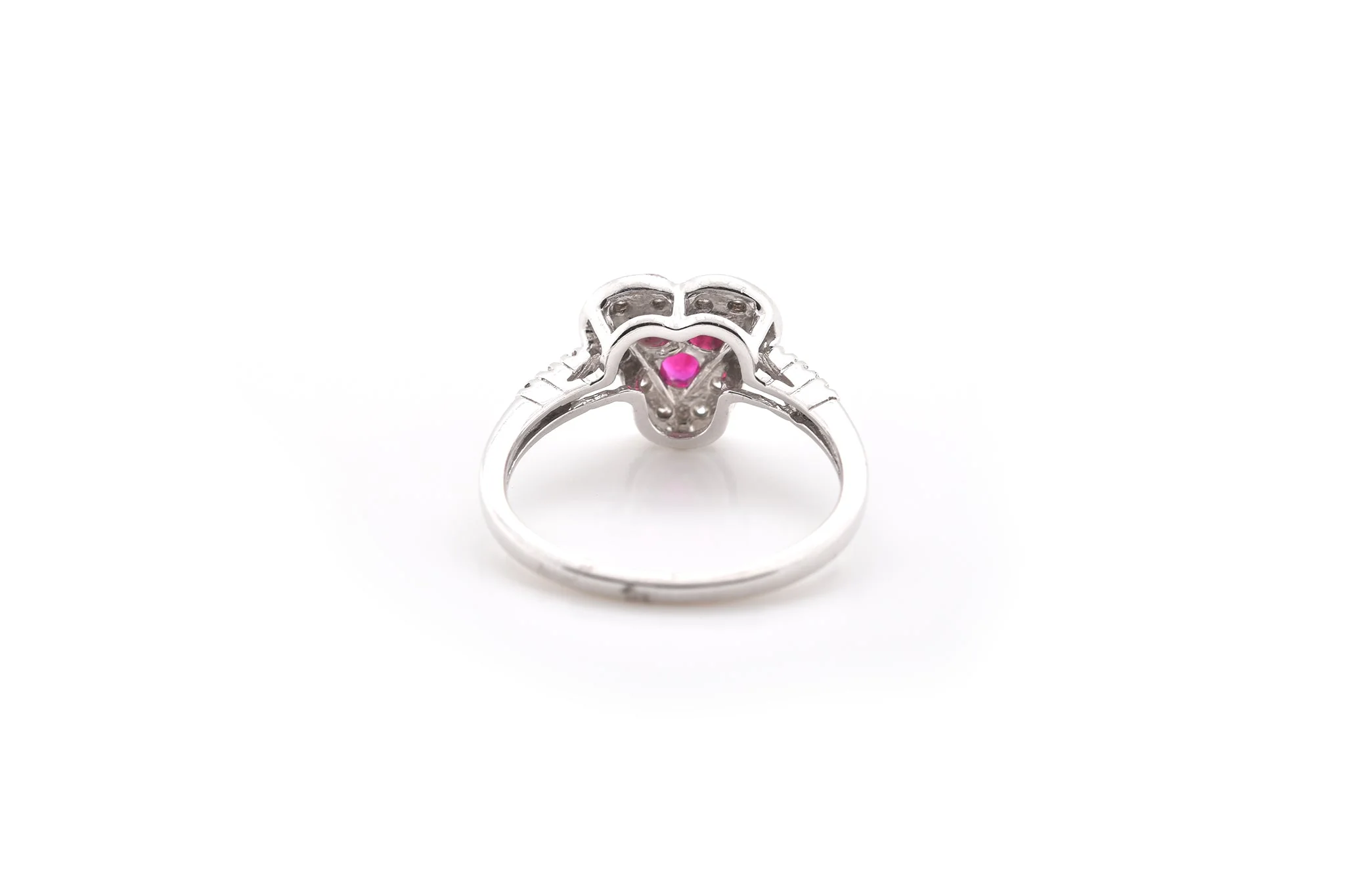 14k White Gold Ruby Trio and Diamond Ring - Image 4