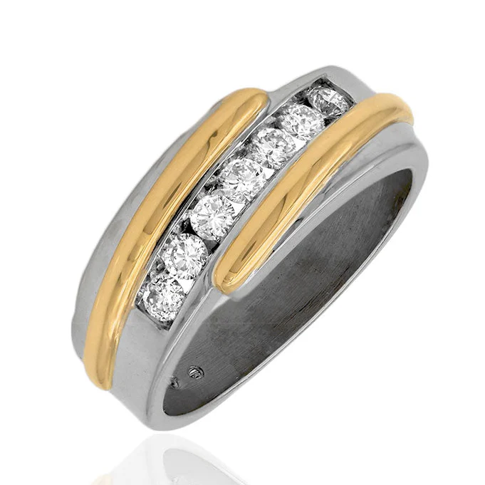 14K White & Yellow Gold Gentleman's Diamond Bypass Ring
