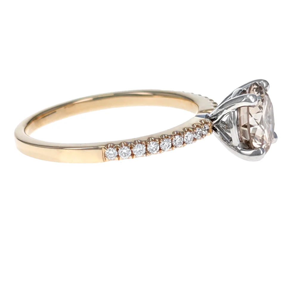 14K White & Yellow Gold Round Brilliant Cut Diamond Engagement Ring - Image 3
