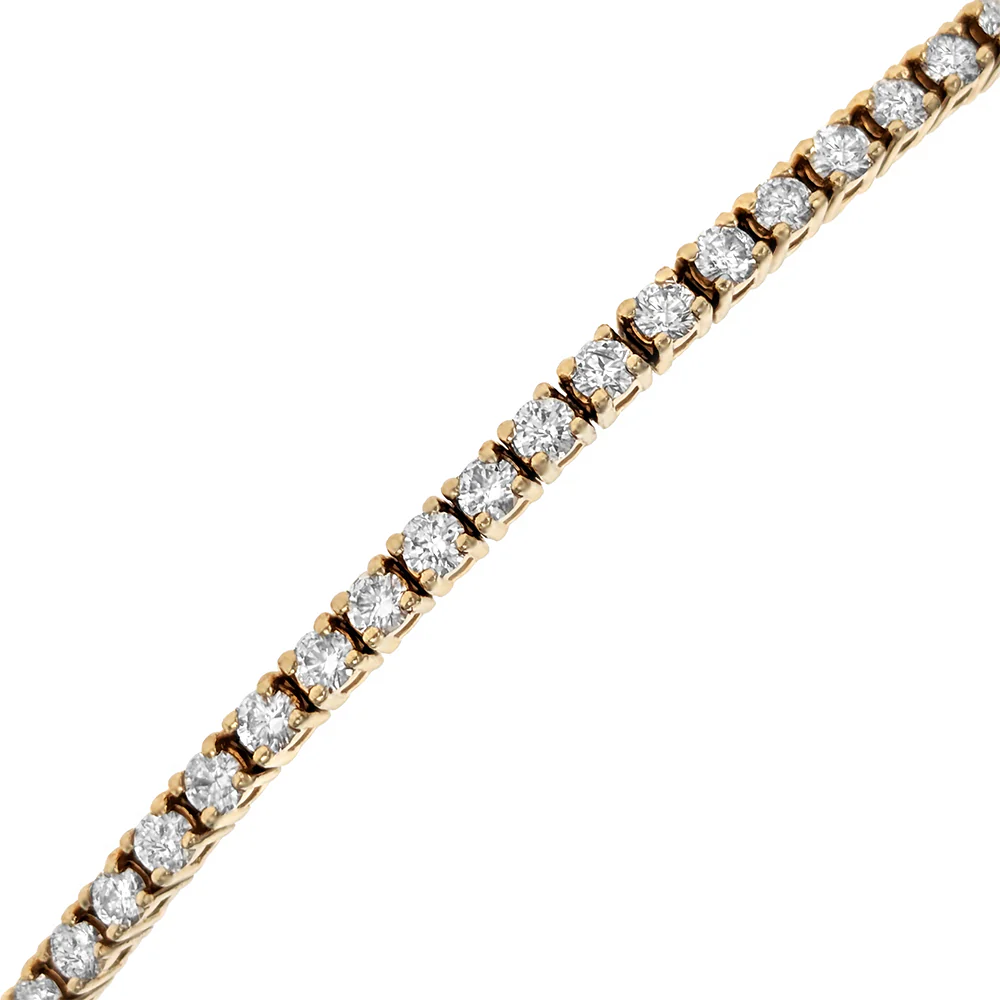 14K Yellow Gold 4-Prong Set Round Cut Diamond Inline Bracelet - Image 2
