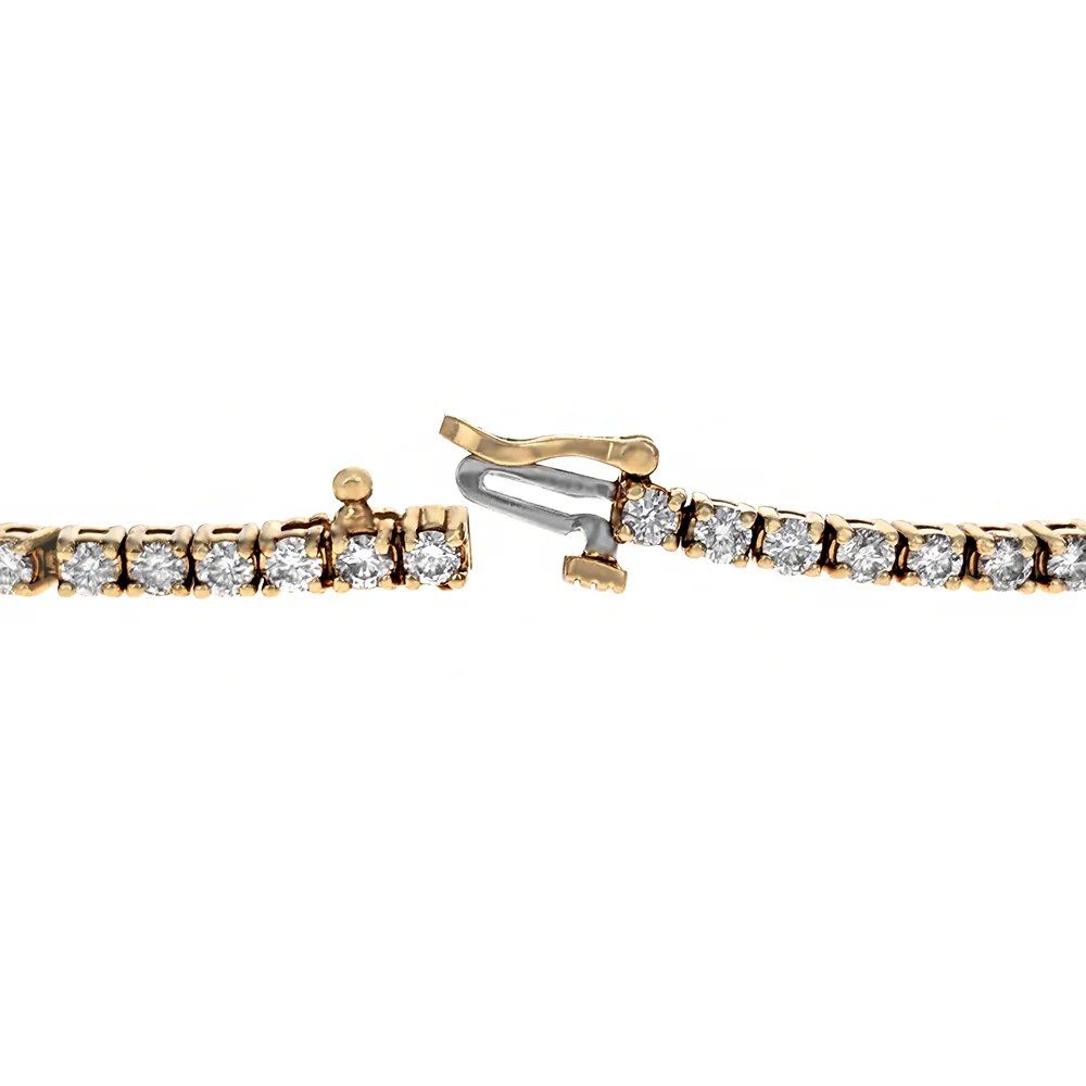 14K Yellow Gold 4-Prong Set Round Cut Diamond Inline Bracelet - Image 4