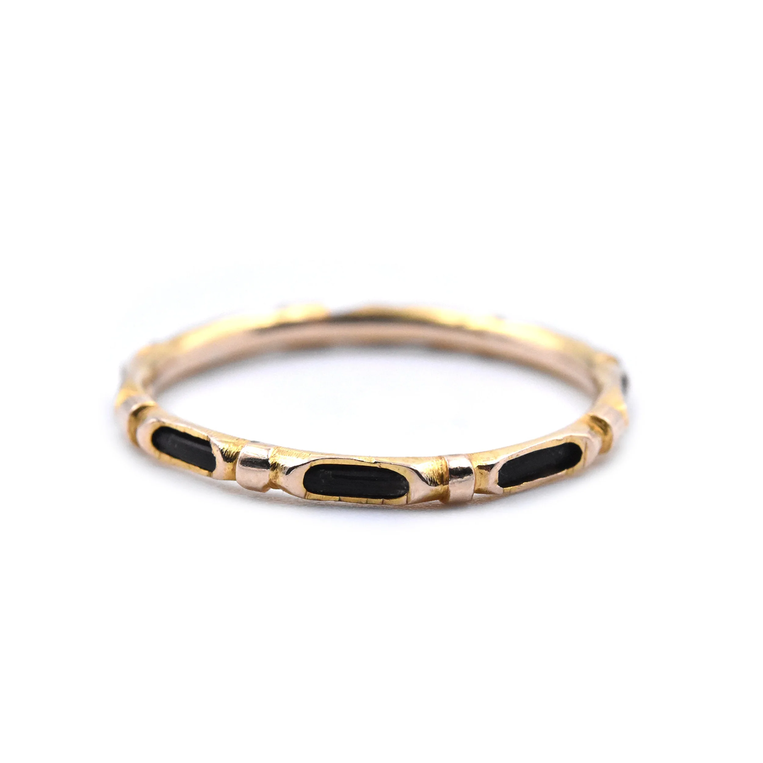 14k Yellow Gold Band Ring with Black Inner Band - Image 2