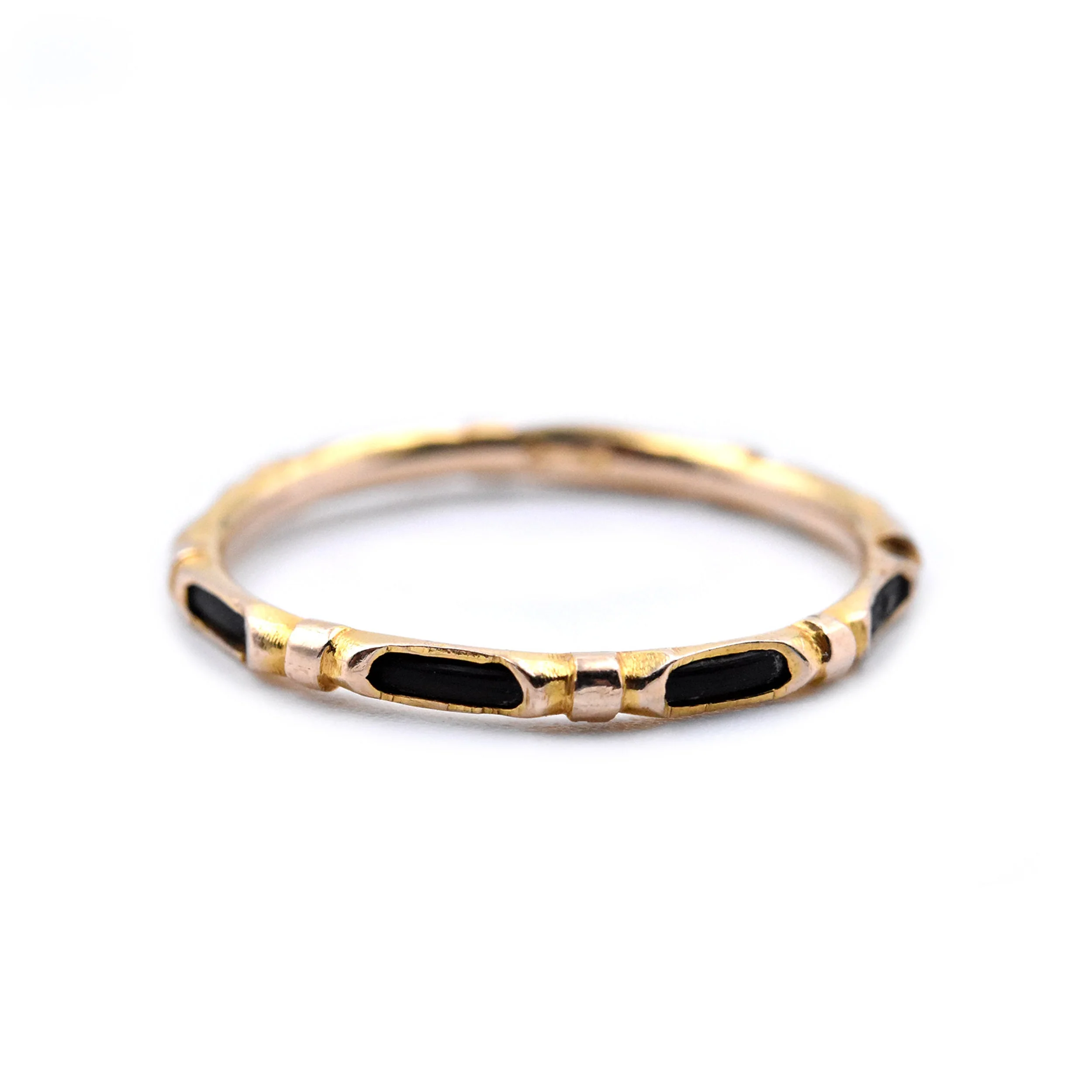 14k Yellow Gold Band Ring with Black Inner Band - Image 3