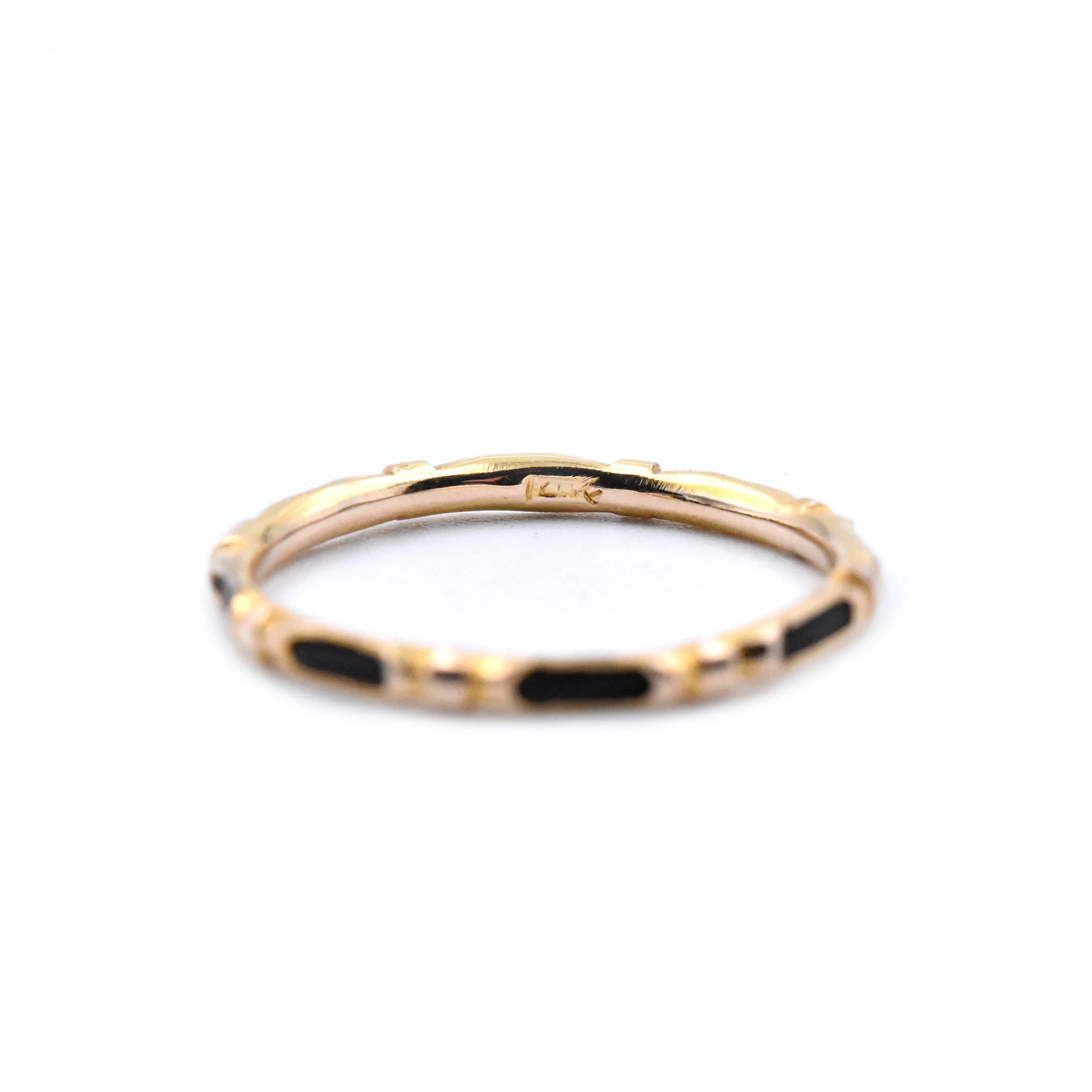 14k Yellow Gold Band Ring with Black Inner Band - Image 4