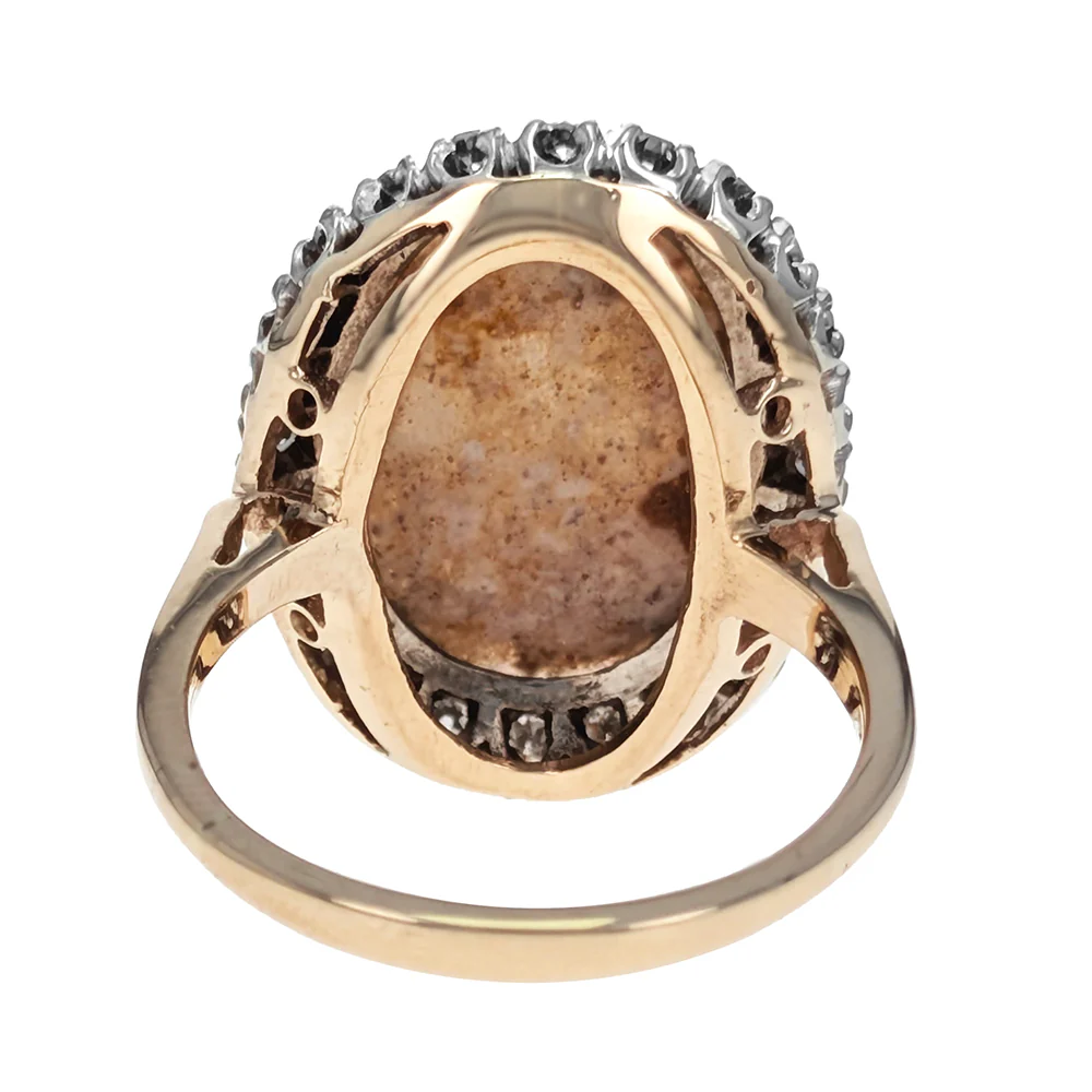 14K Yellow Gold Boulder Opal & Diamond Halo Ring - Image 3