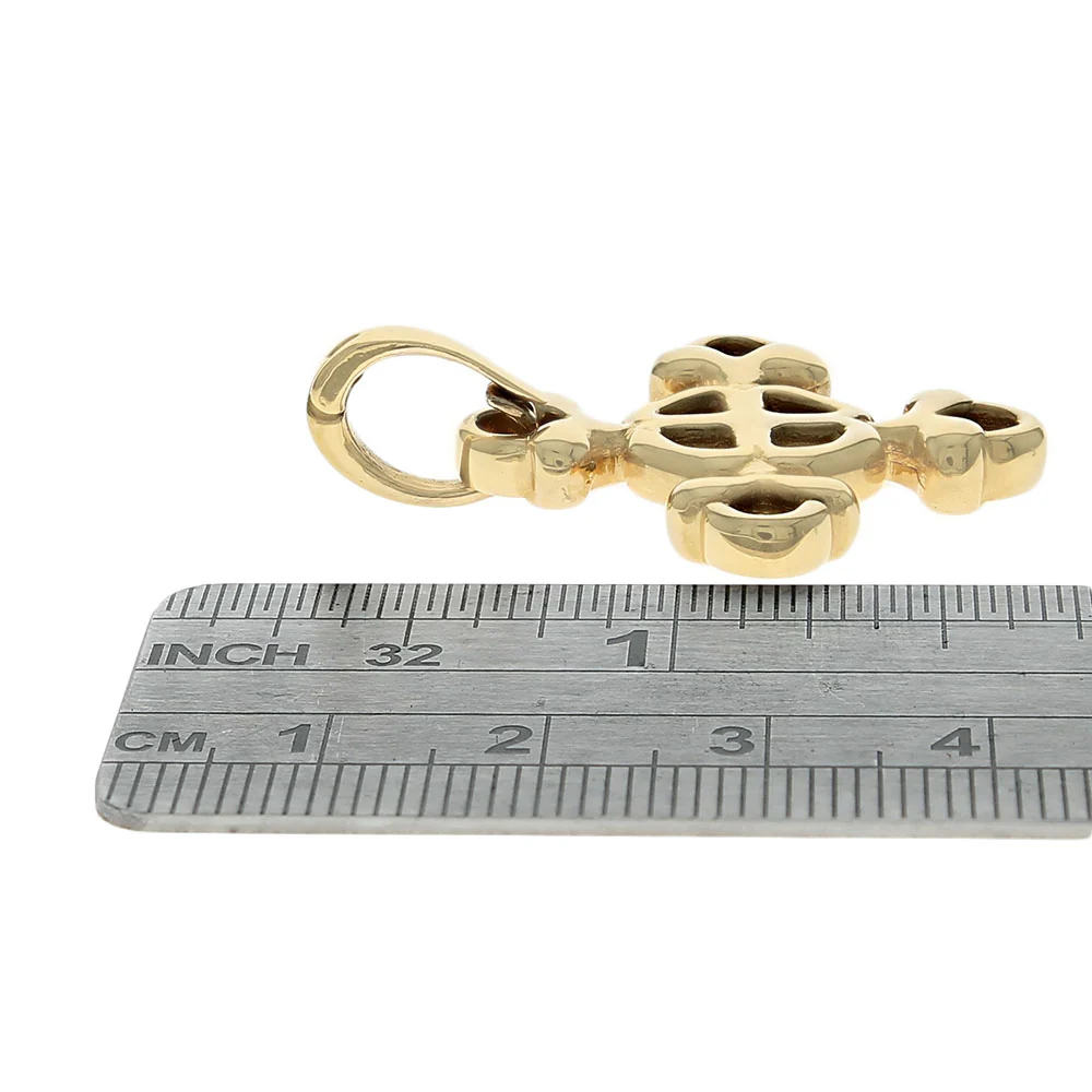 14K Yellow Gold Budded Cross Pendant - Image 3