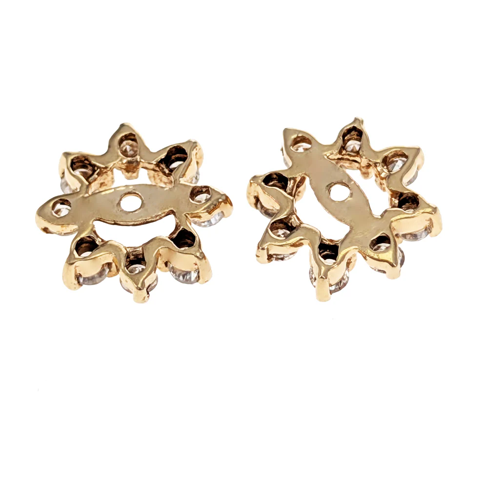 14K Yellow Gold Diamond Earring Jackets - Image 2