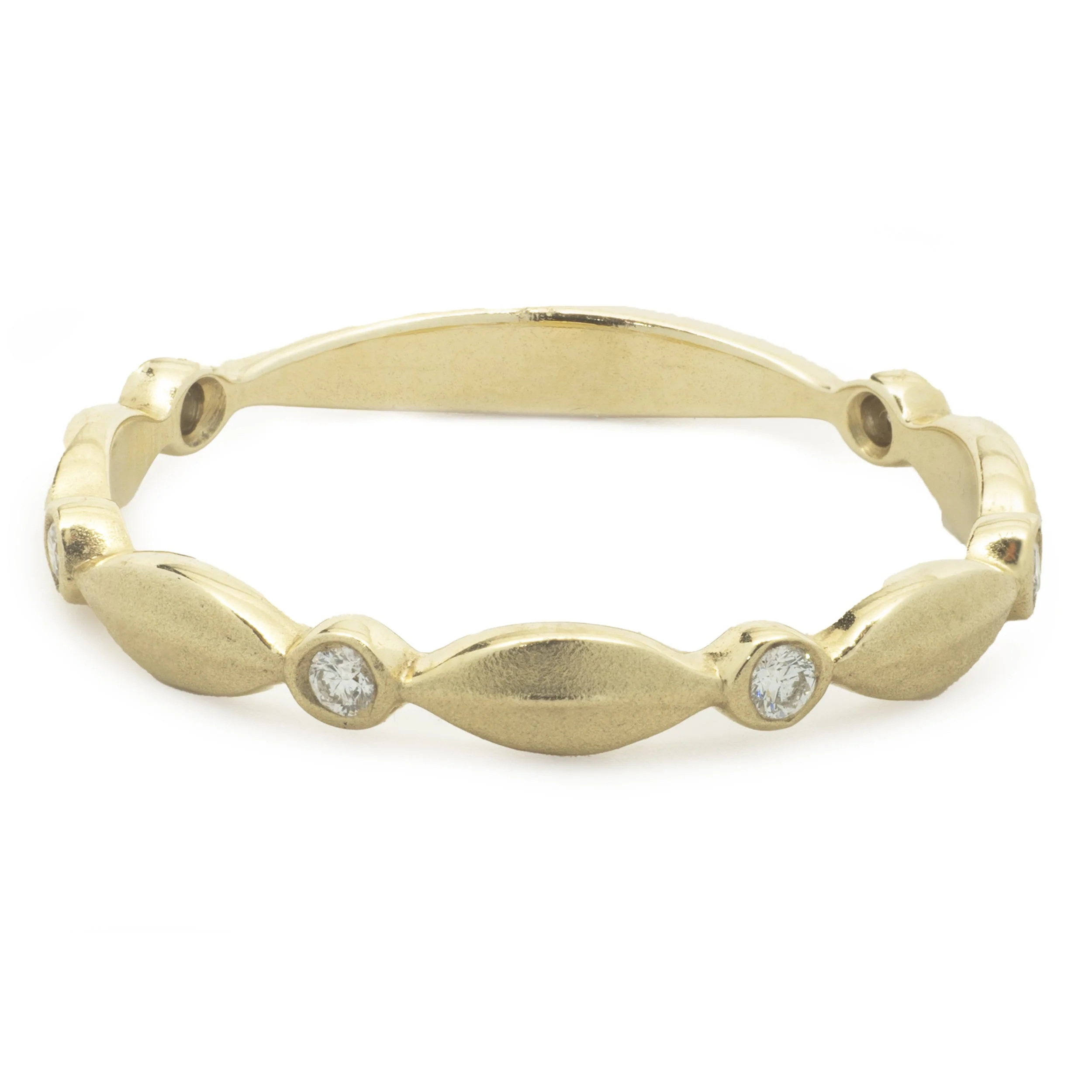 14k Yellow Gold Diamond Stackable Band Ring