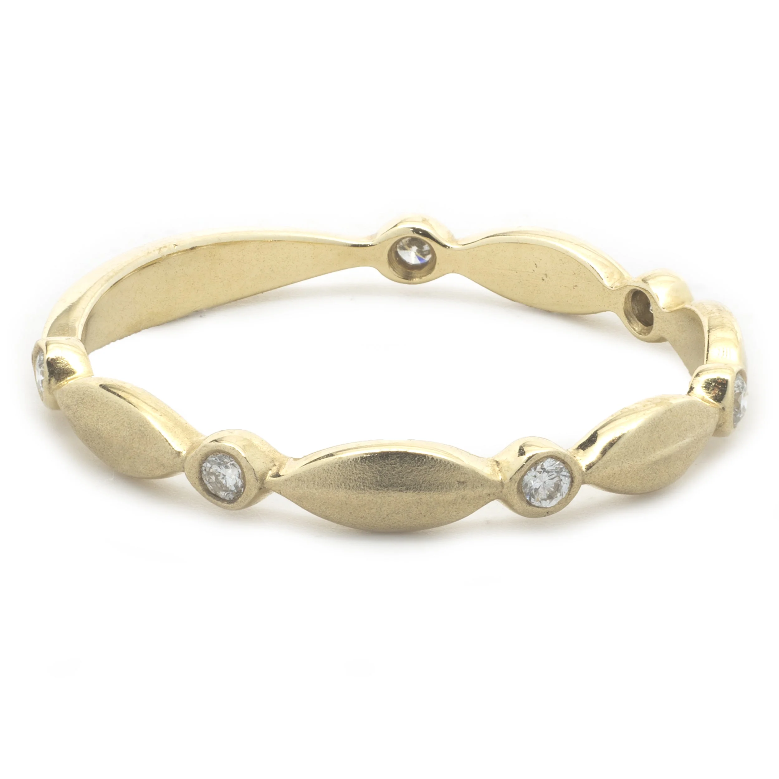 14k Yellow Gold Diamond Stackable Band Ring - Image 2