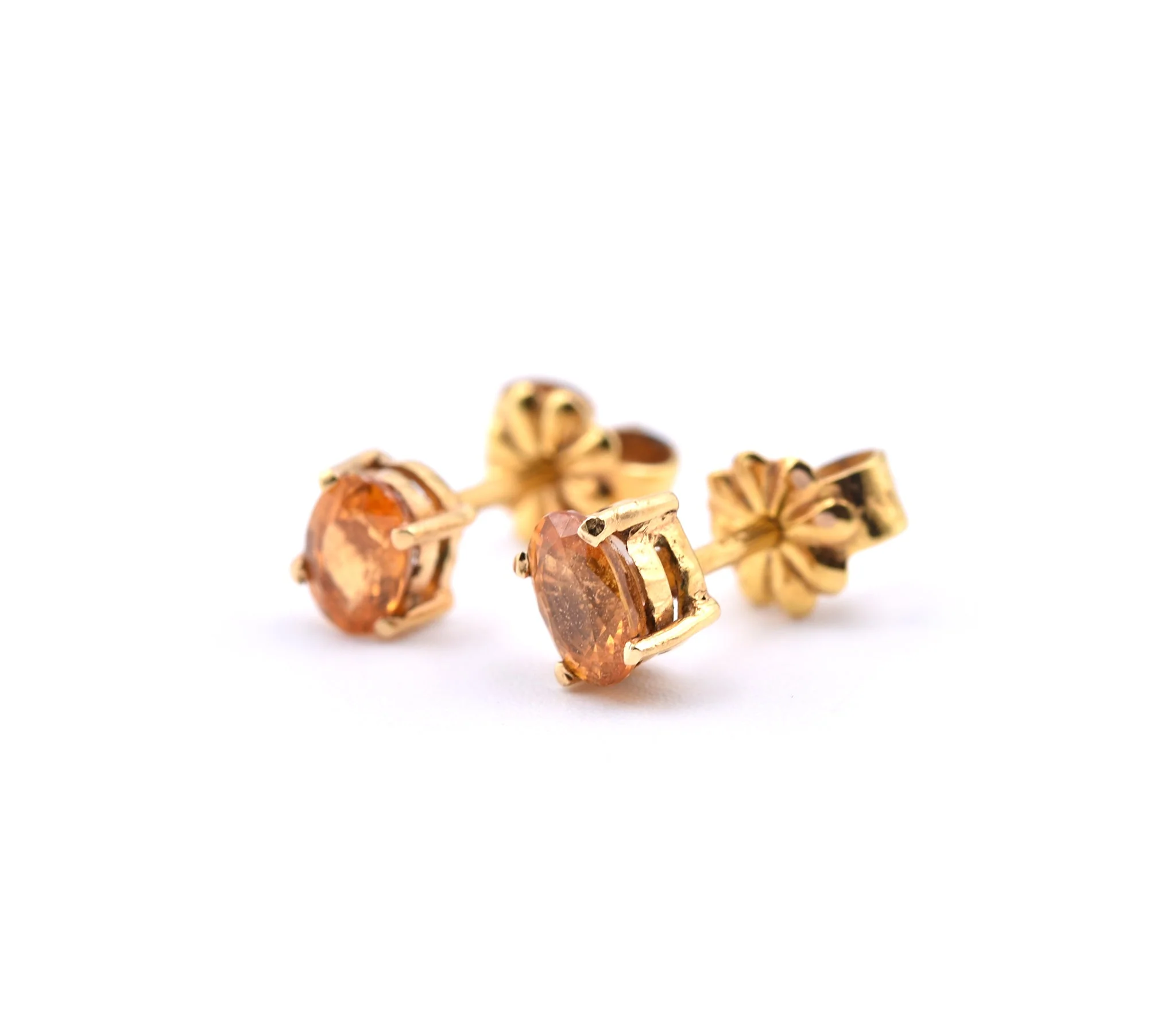 14k Yellow Gold Oval Citrine Stud Earrings - Image 3