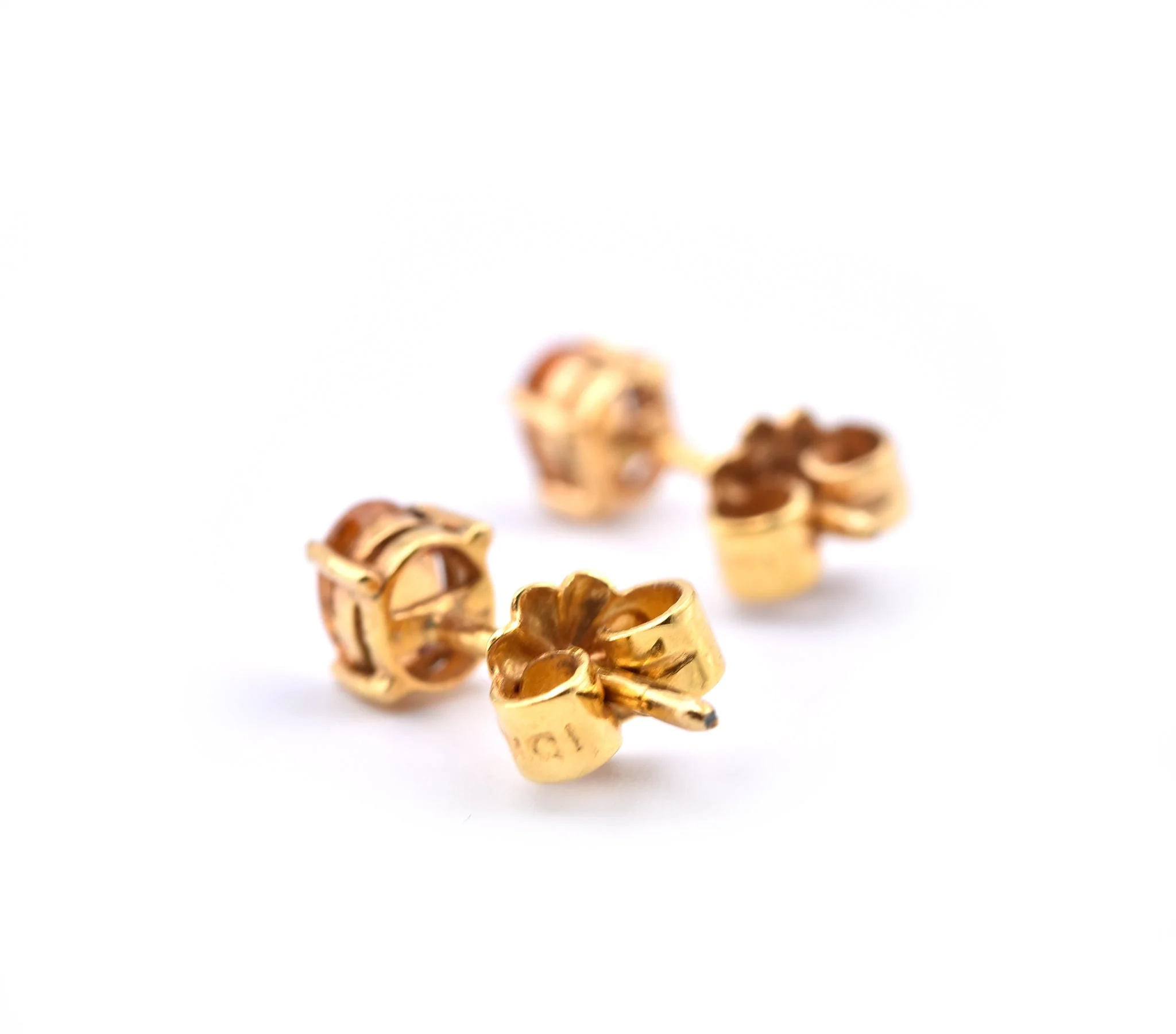 14k Yellow Gold Oval Citrine Stud Earrings - Image 4