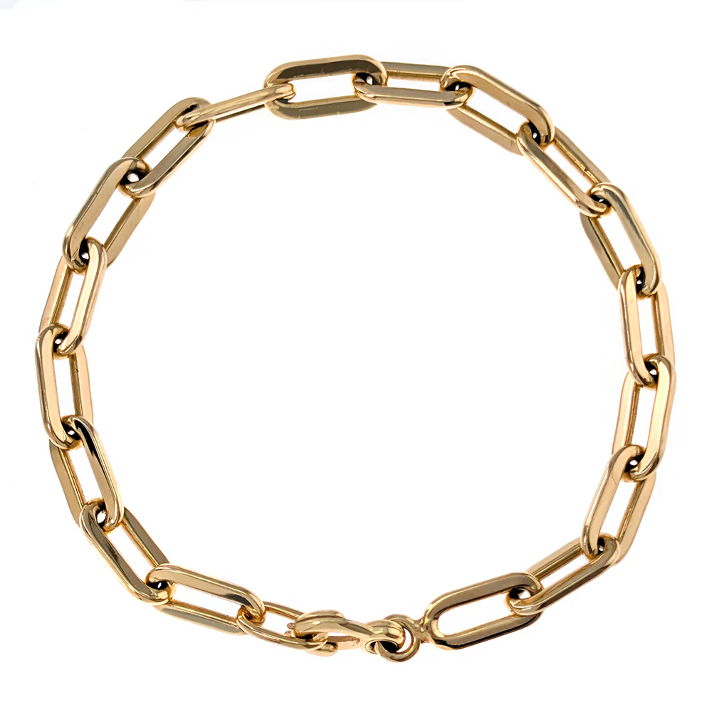 14K Yellow Gold Paperclip Link Bracelet