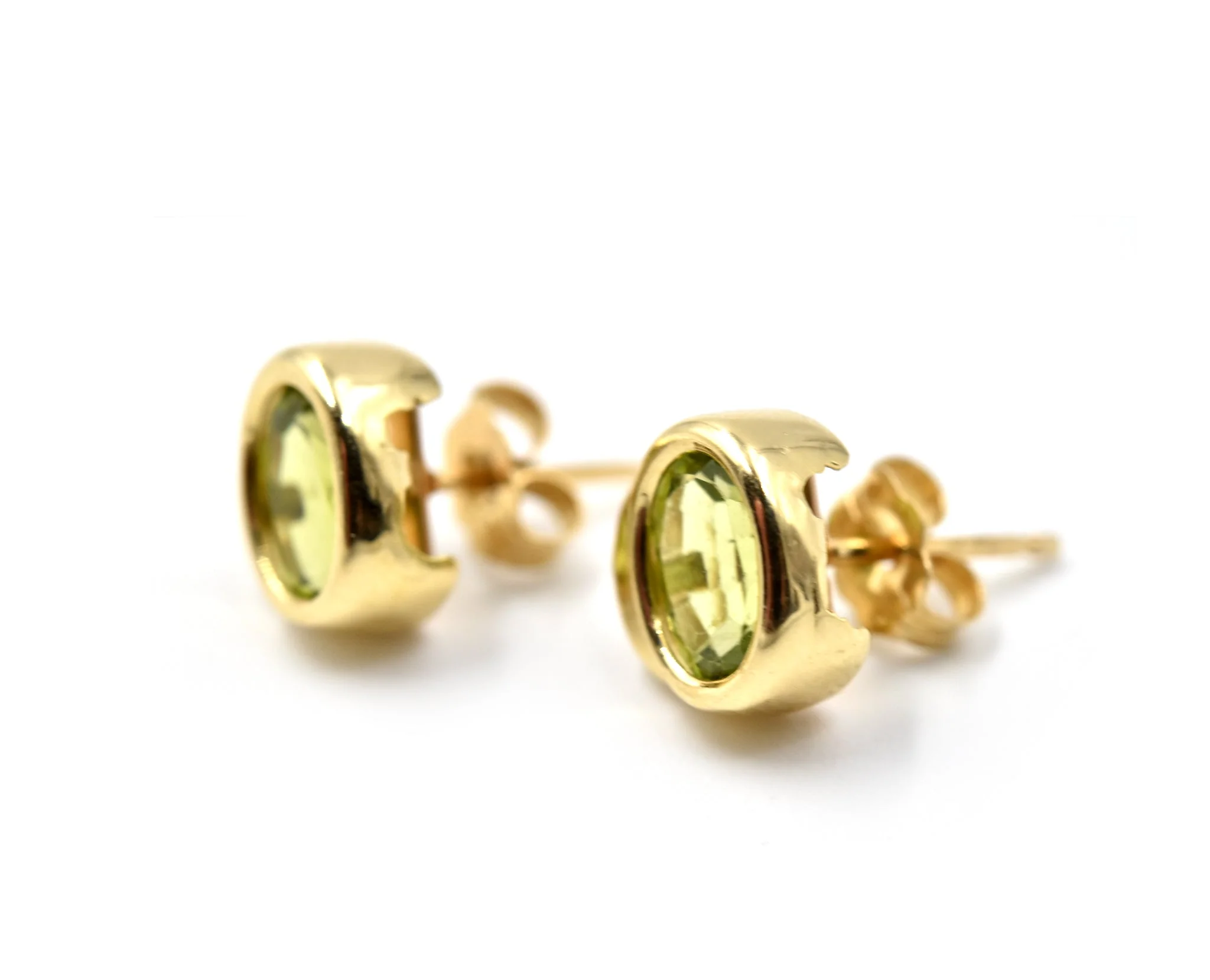 14k Yellow Gold Peridot Stud Earrings - Image 2
