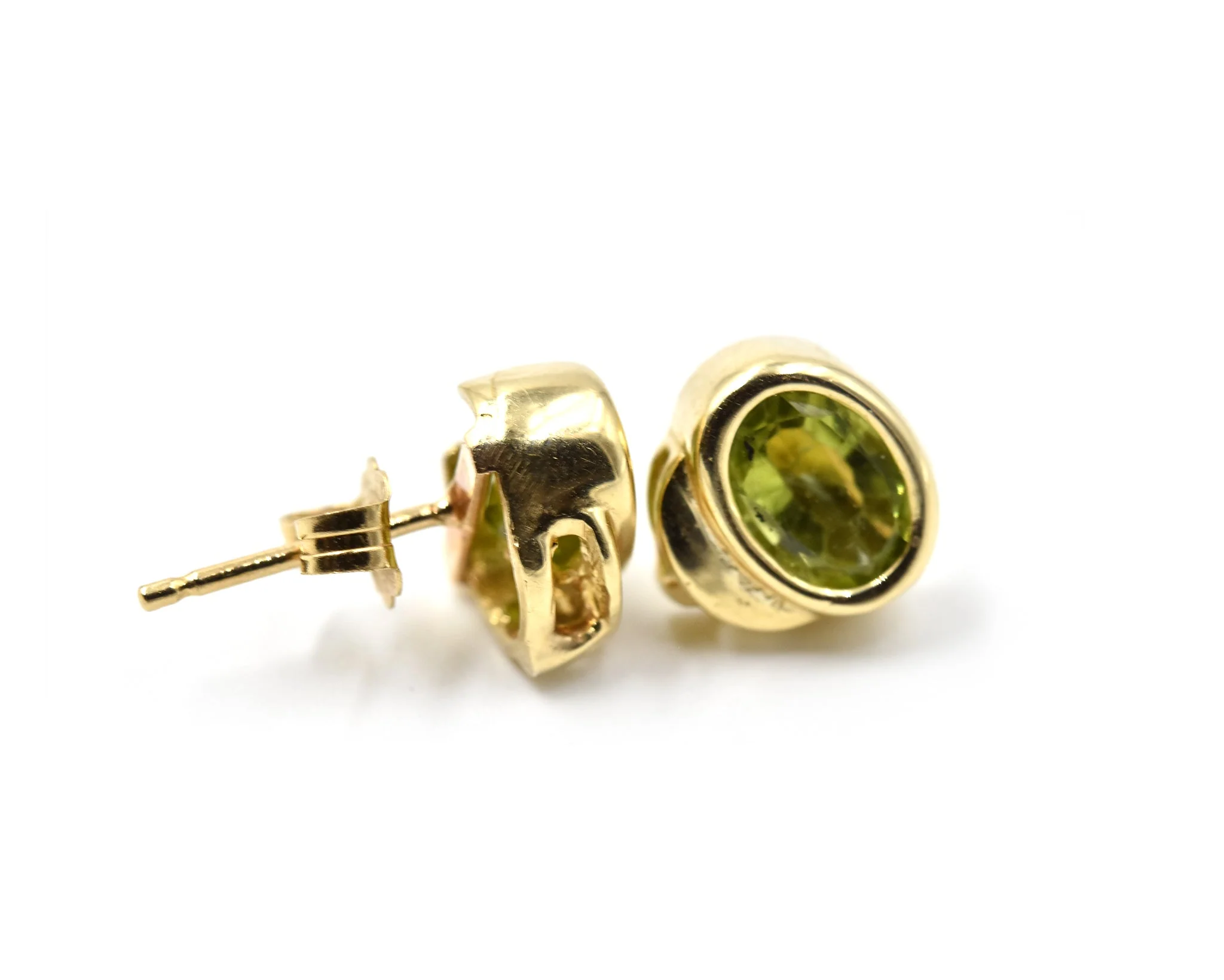 14k Yellow Gold Peridot Stud Earrings - Image 3