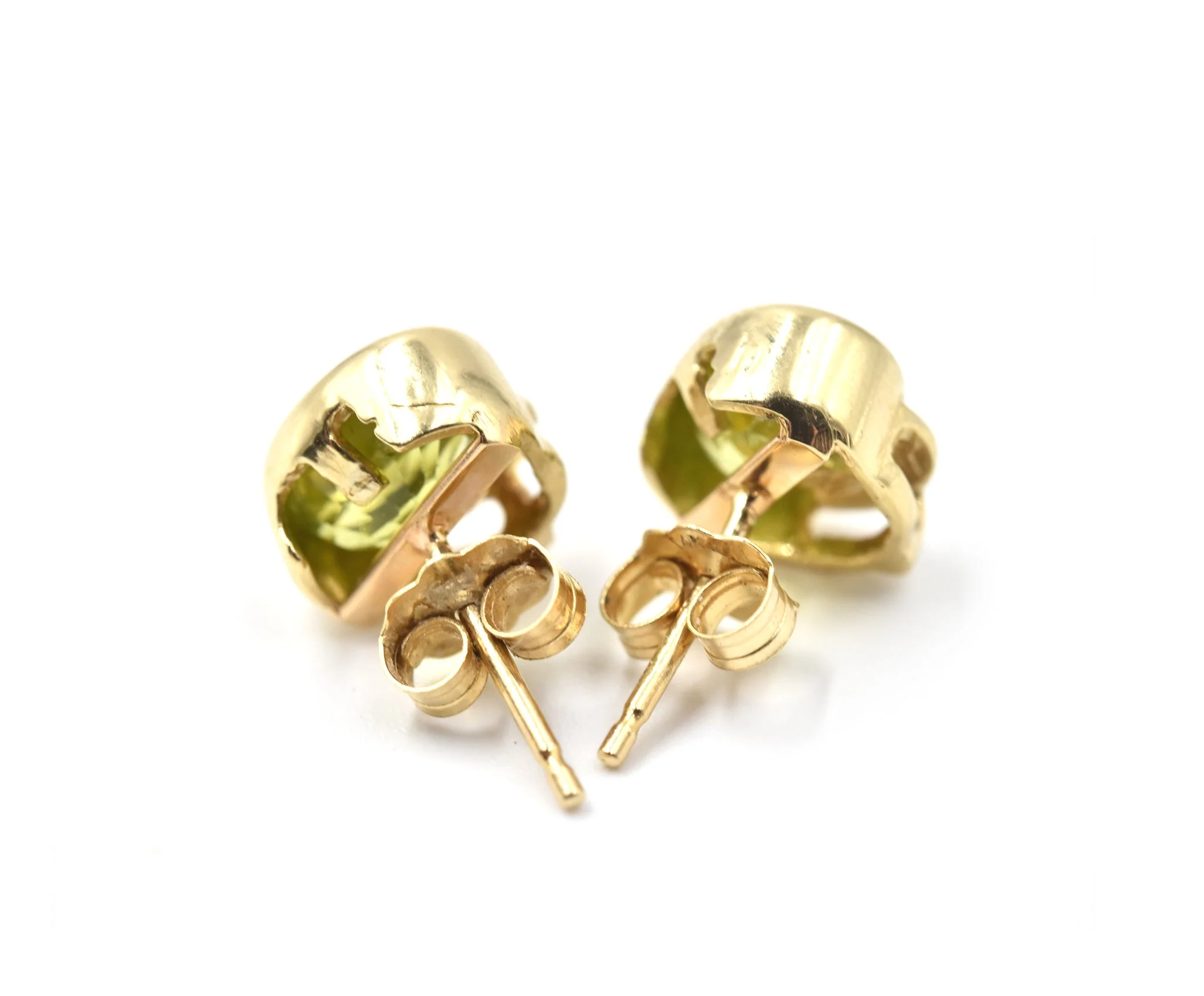 14k Yellow Gold Peridot Stud Earrings - Image 4
