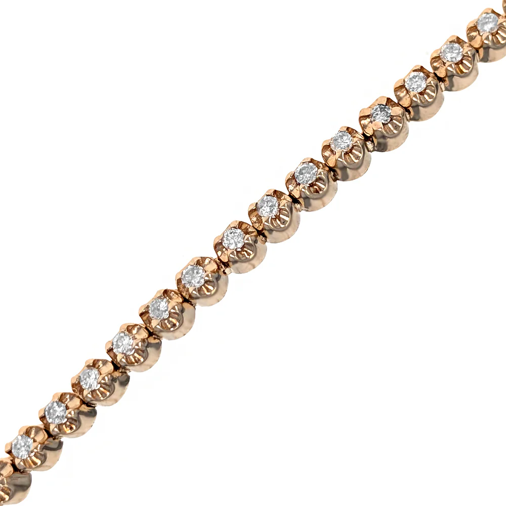 14K Yellow Gold Prong Set Round Diamond Inline Bracelet - Image 2