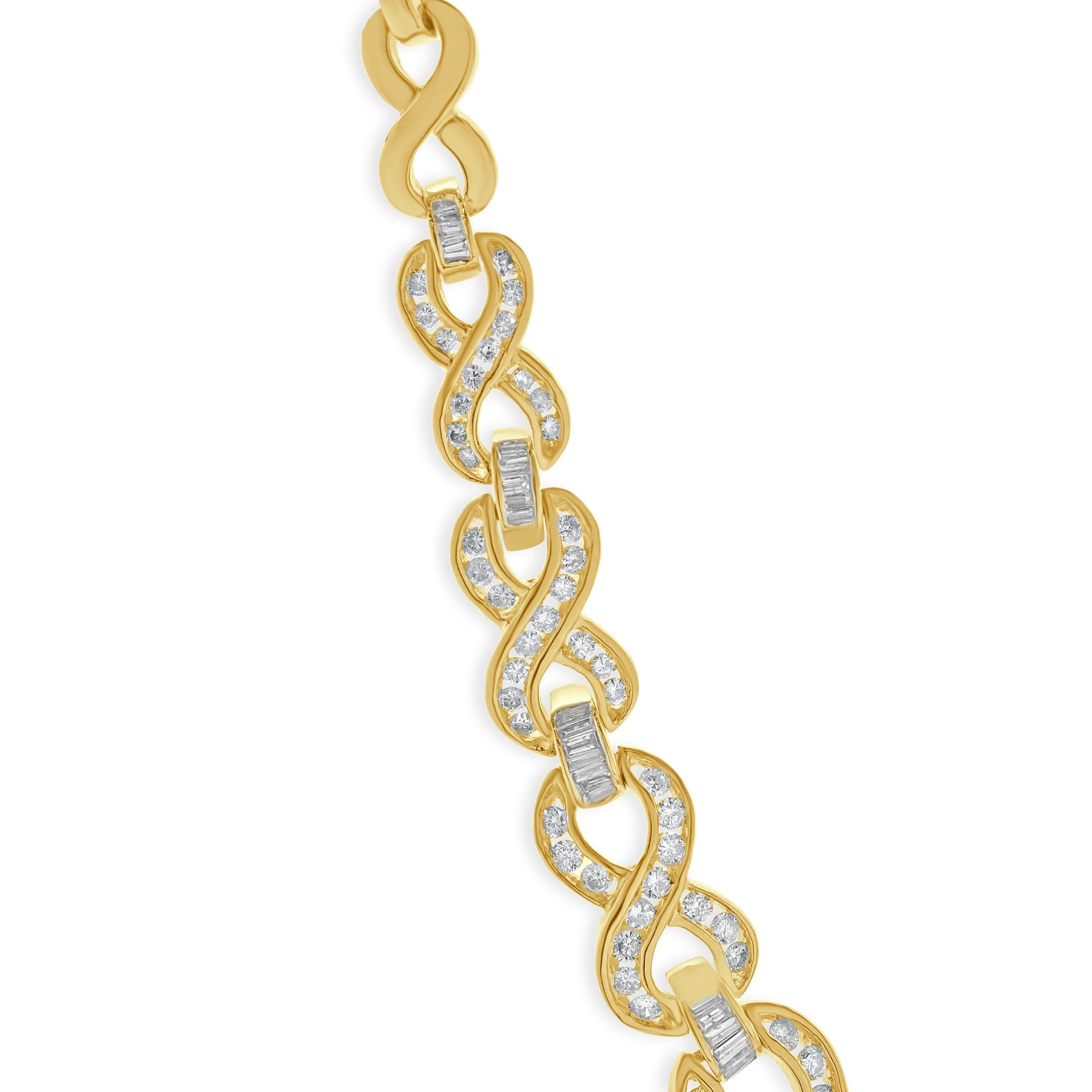 14K Yellow Gold Round Baguette Diamond Infinity Collar Necklace - Image 2
