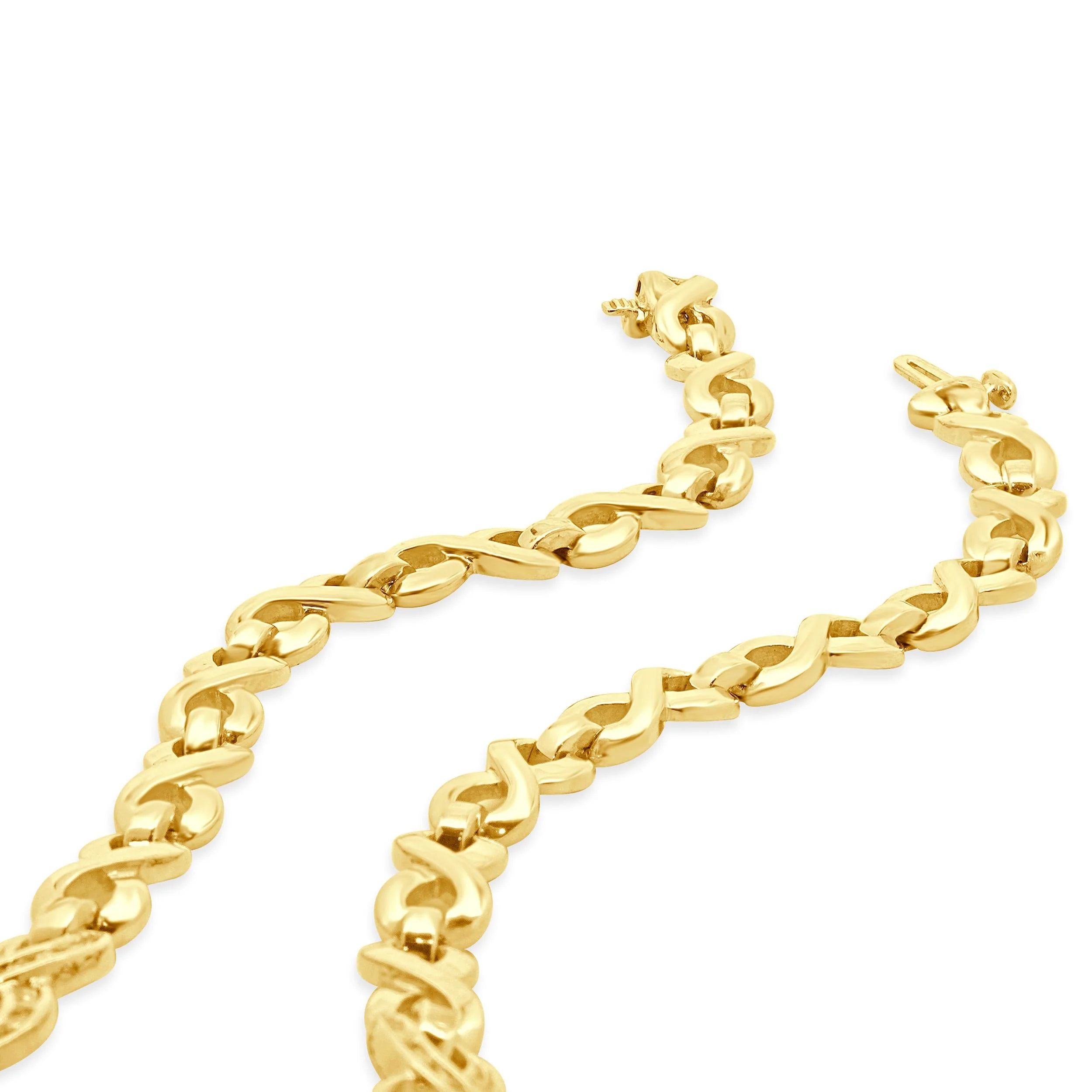 14K Yellow Gold Round Baguette Diamond Infinity Collar Necklace - Image 5